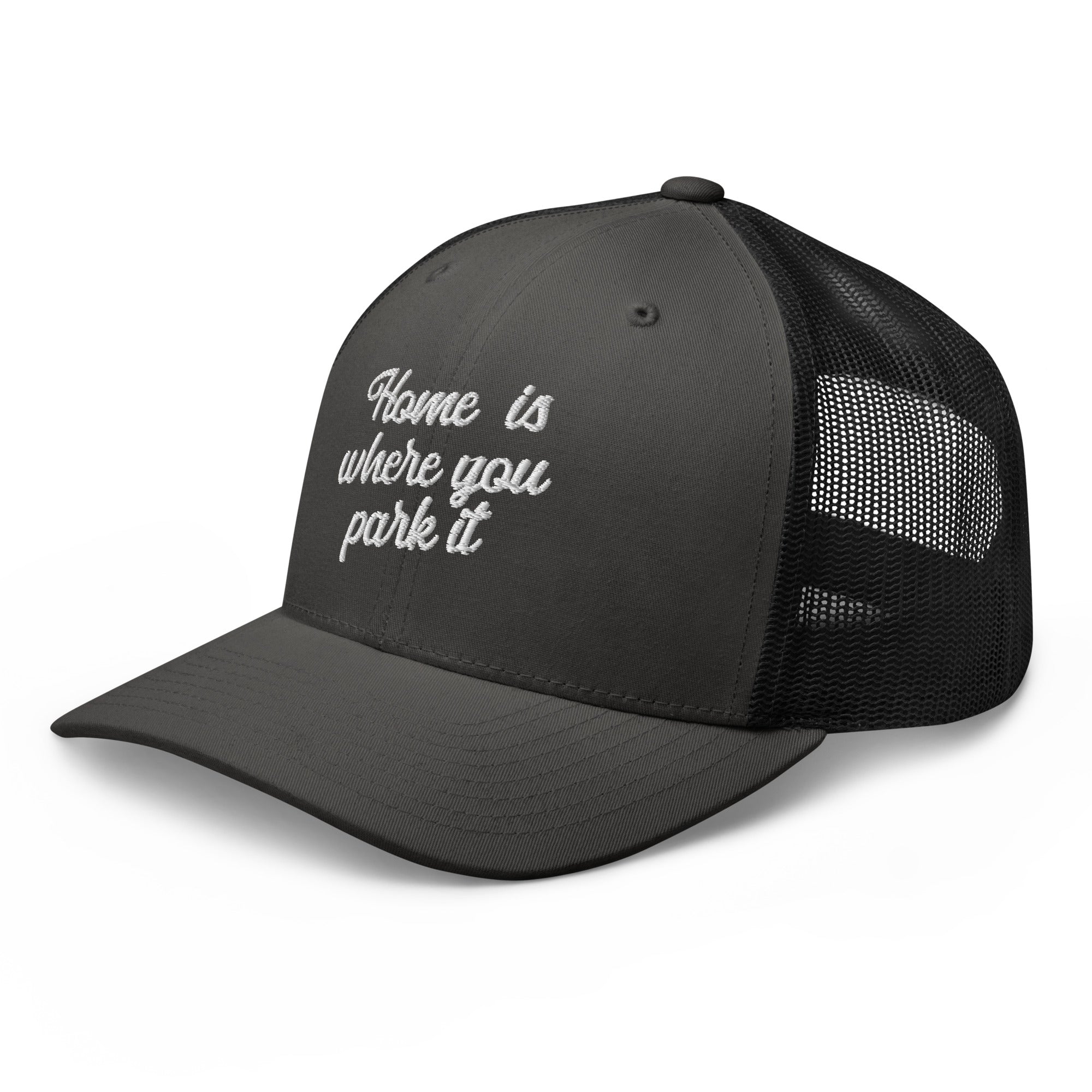 Two-Tone Retro Trucker Cap Home is where you park it white