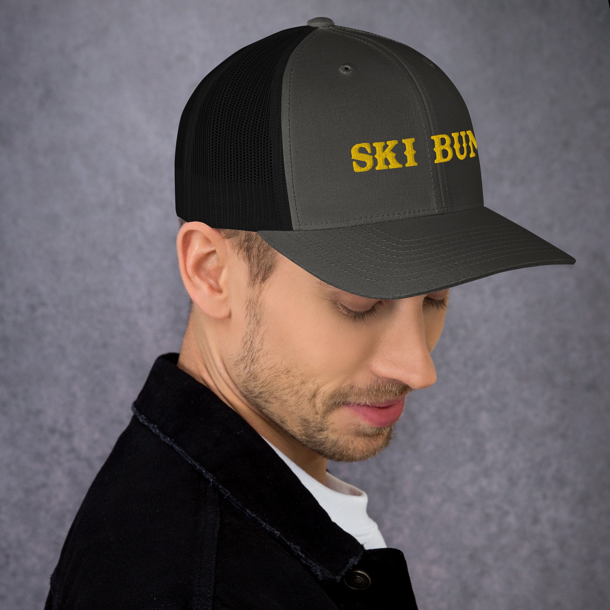 Two-Tone Retro Trucker Cap Ski Bum Gold