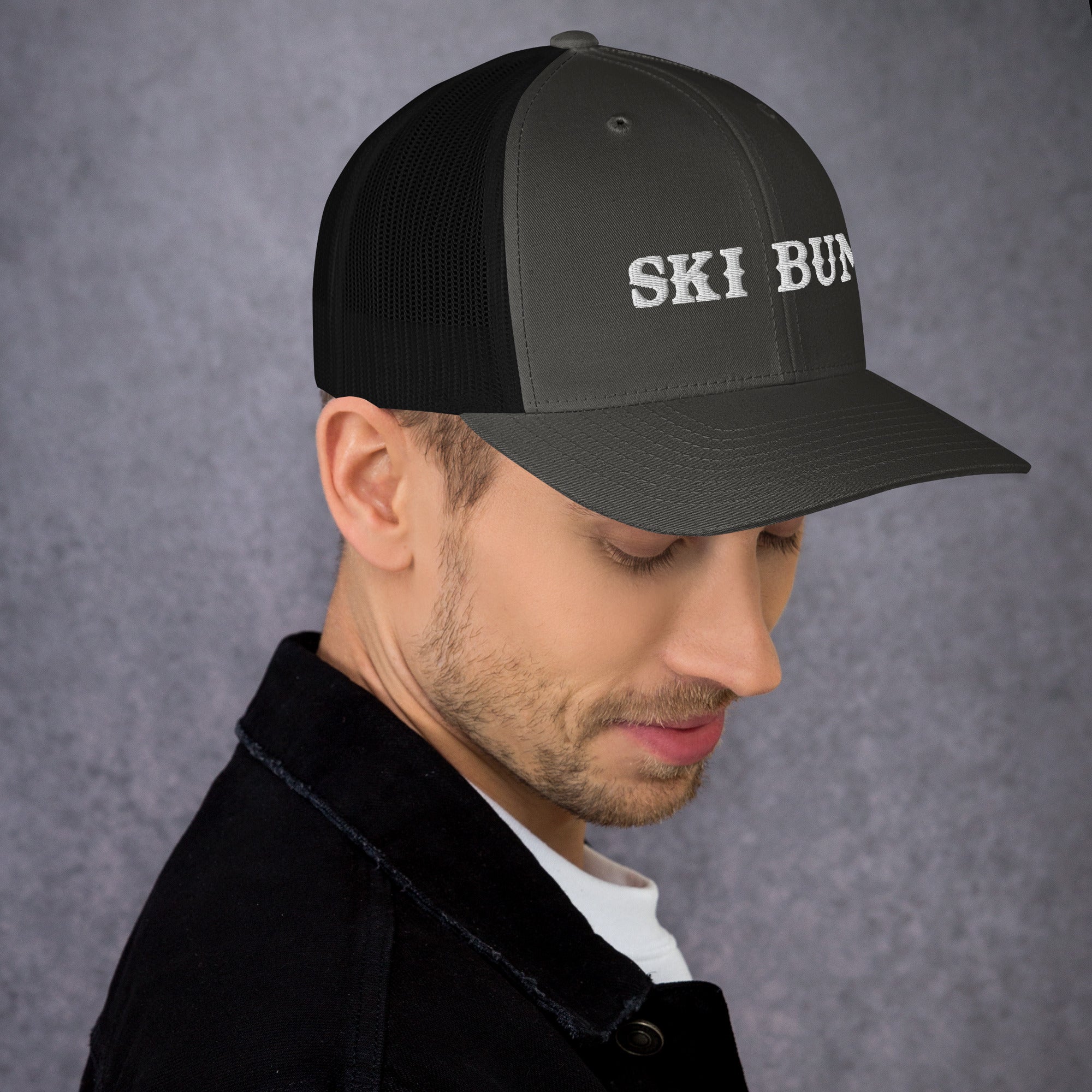 Two-Tone Retro Trucker Cap Ski Bum White