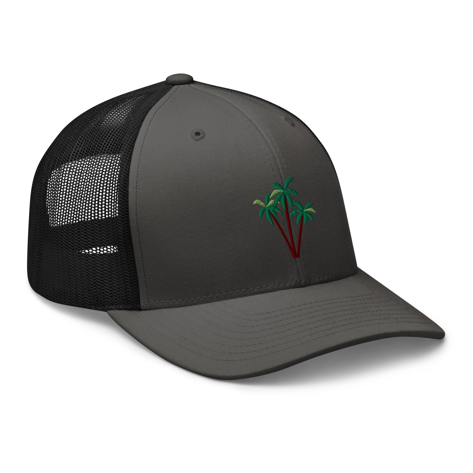 Two-Tone Retro Trucker Cap Three Palm Trees