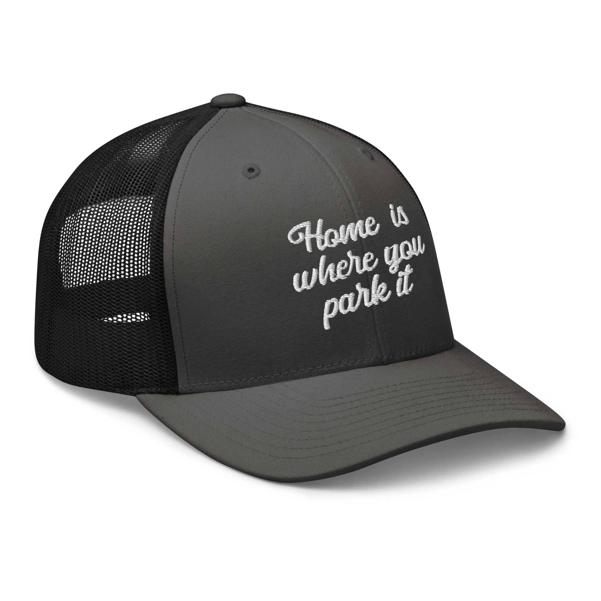 Two-Tone Retro Trucker Cap Home is where you park it white