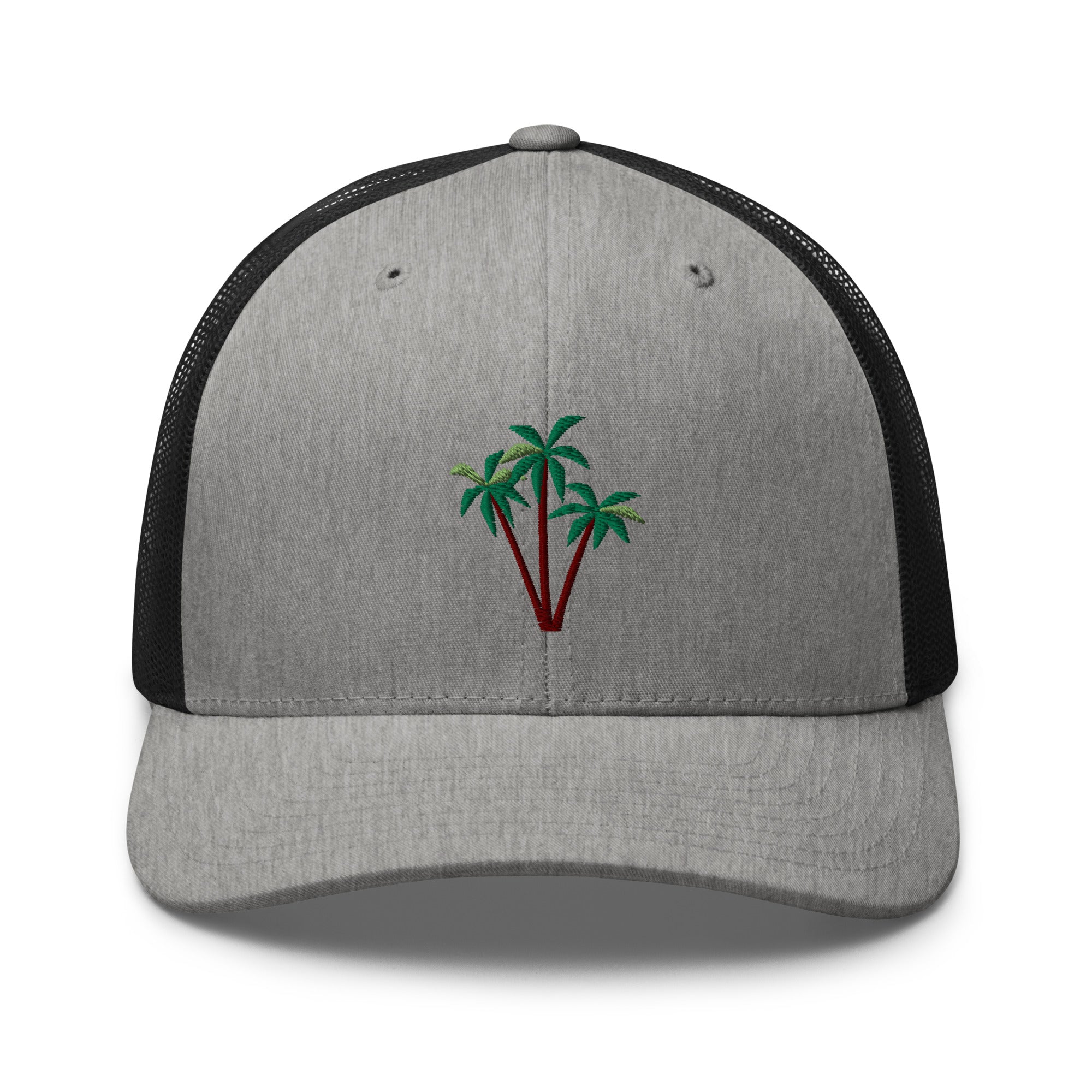 Two-Tone Retro Trucker Cap Three Palm Trees