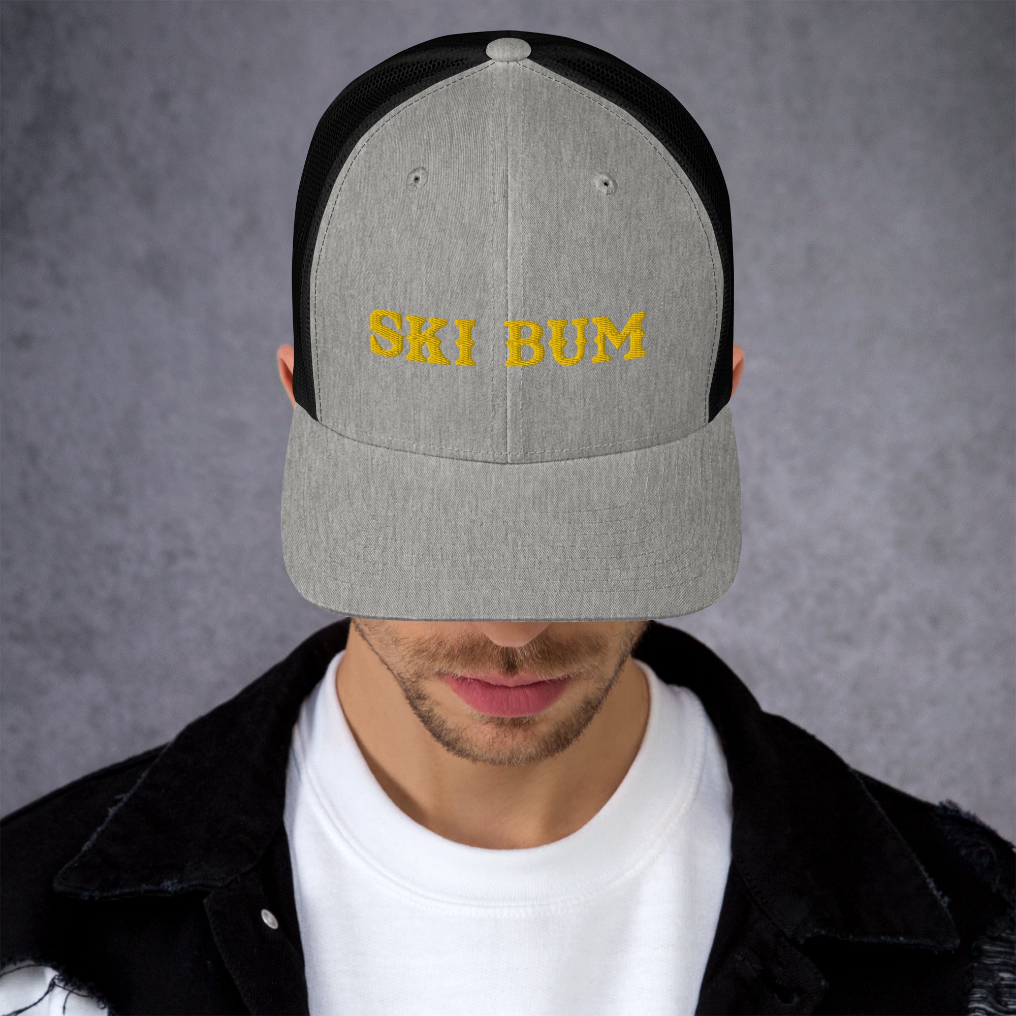 Two-Tone Retro Trucker Cap Ski Bum Gold