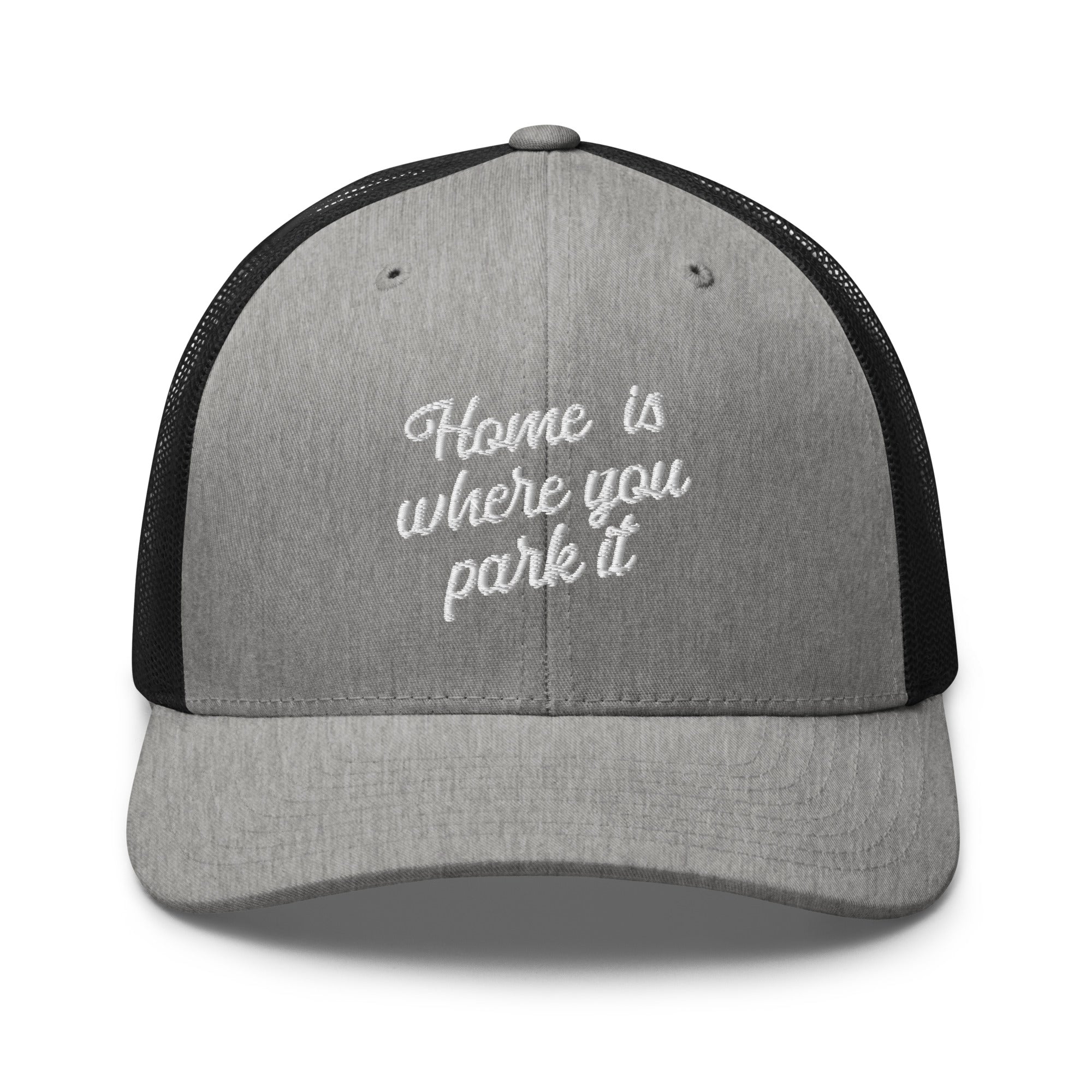 Two-Tone Retro Trucker Cap Home is where you park it white