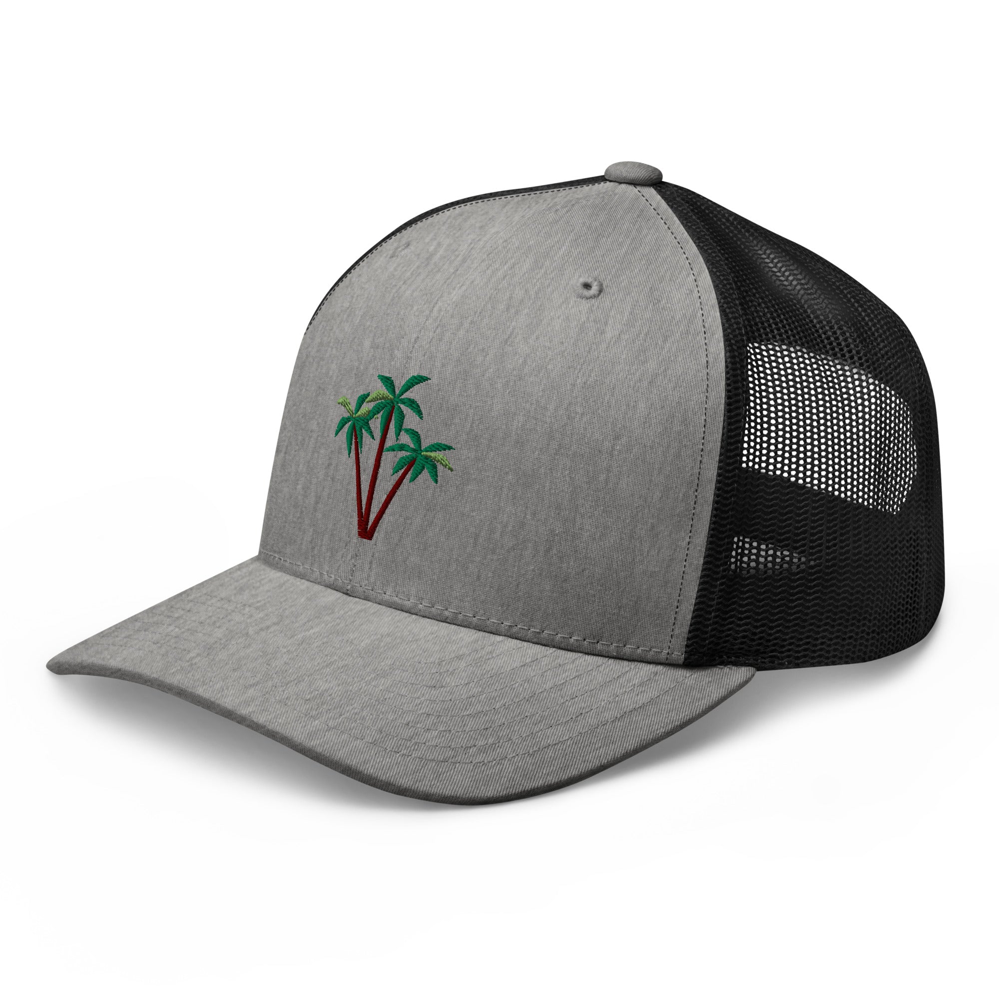 Two-Tone Retro Trucker Cap Three Palm Trees