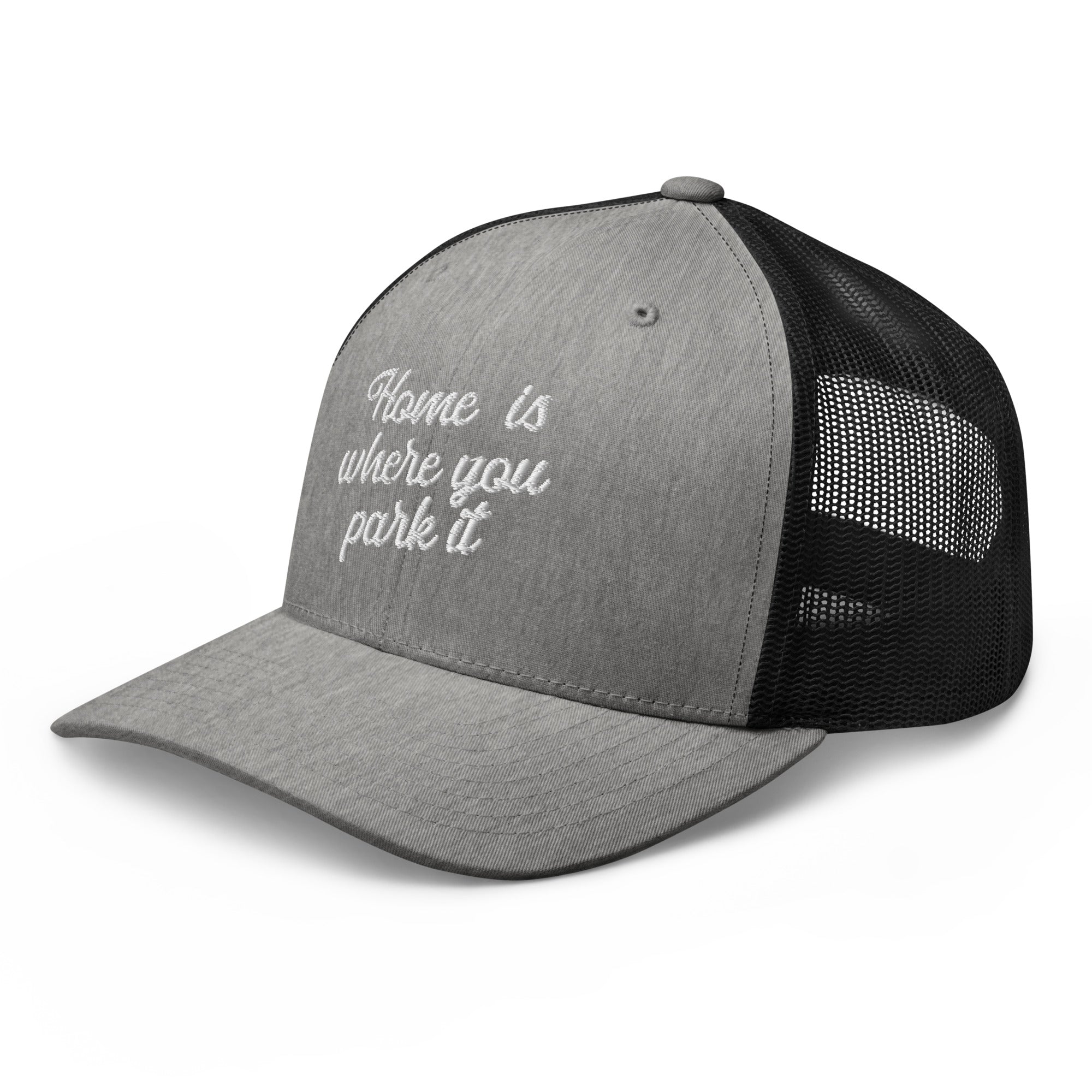 Two-Tone Retro Trucker Cap Home is where you park it white