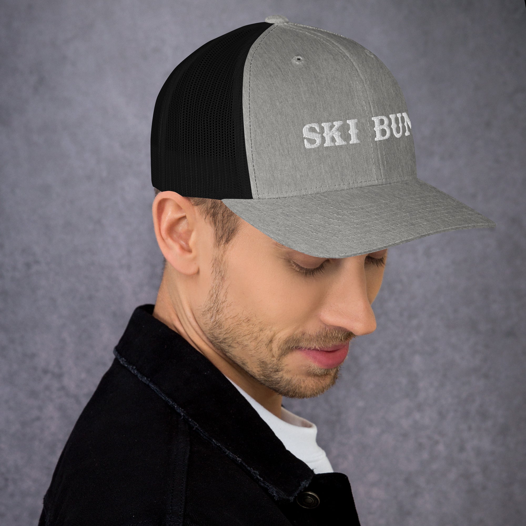 Two-Tone Retro Trucker Cap Ski Bum White