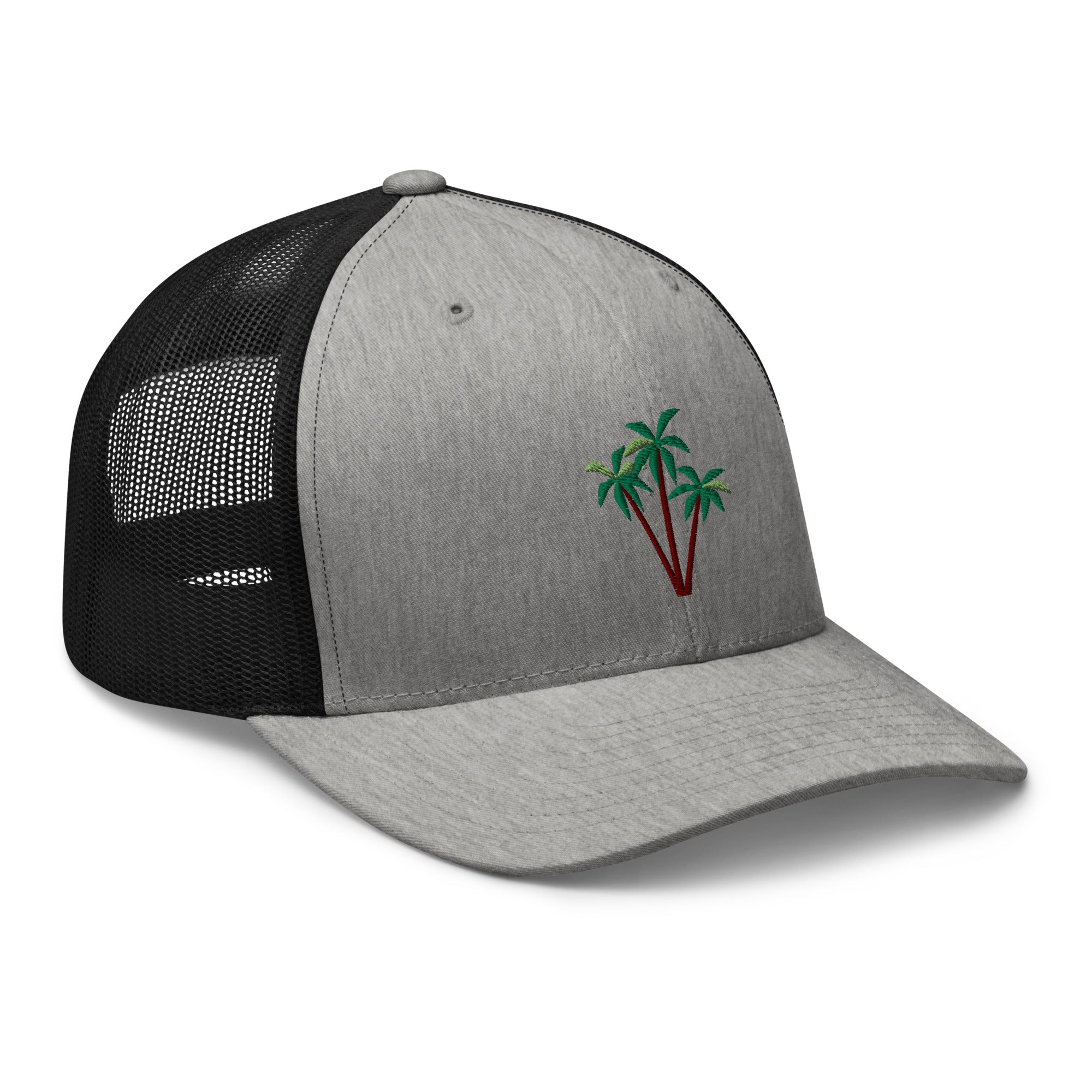 Two-Tone Retro Trucker Cap Three Palm Trees