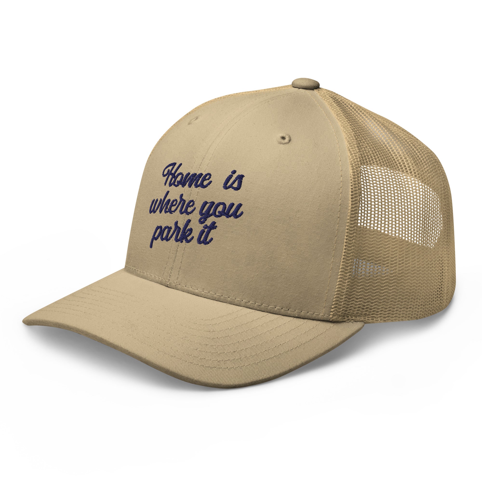 Casquette trucker rétro Home is where you park it navy