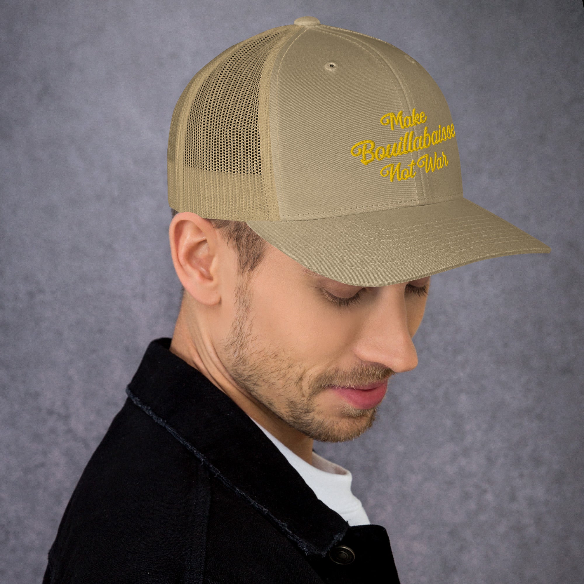 Retro Trucker Cap Make Bouillabaisse Not War