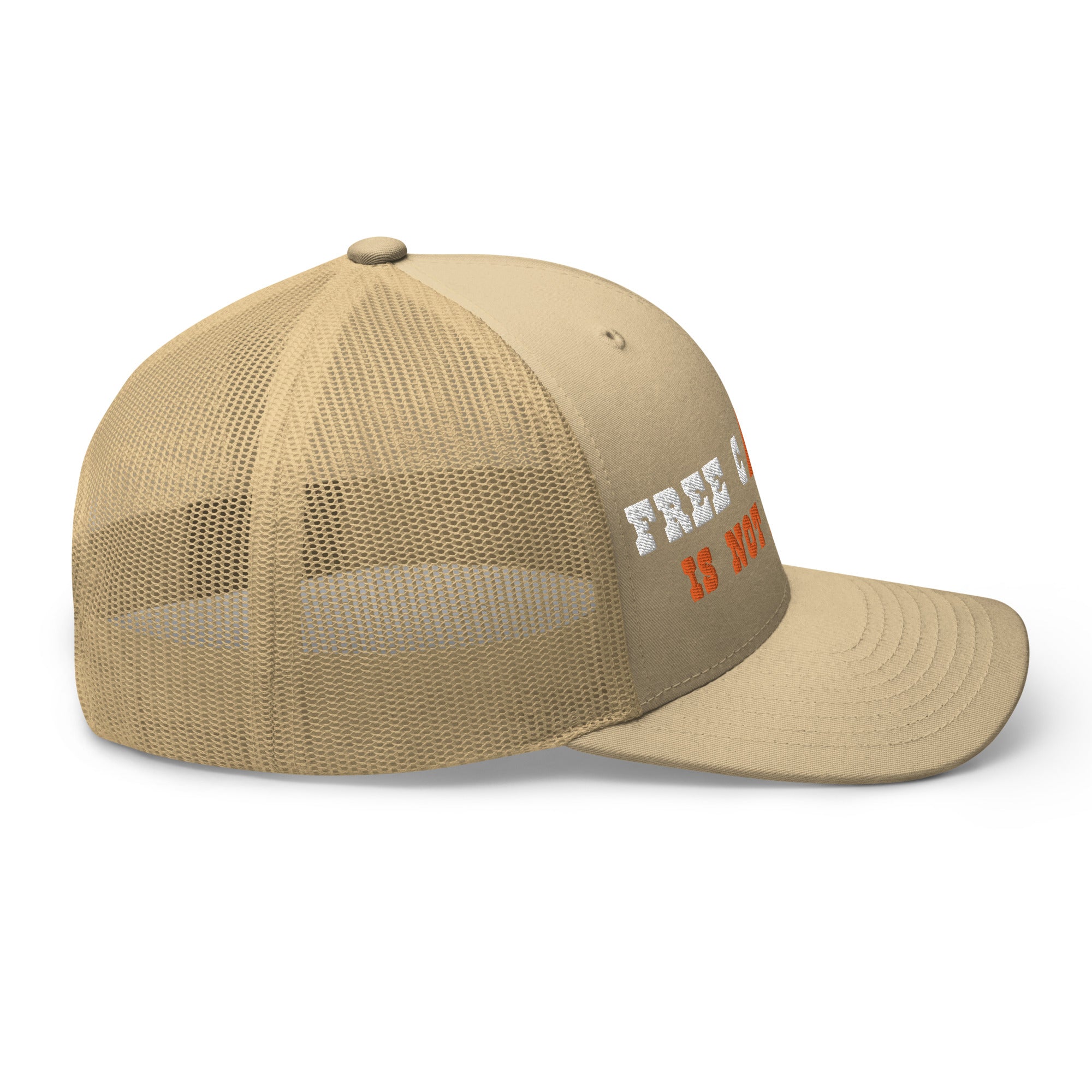 Two-Tone Retro Trucker Cap Free camping is not a crime white/orange