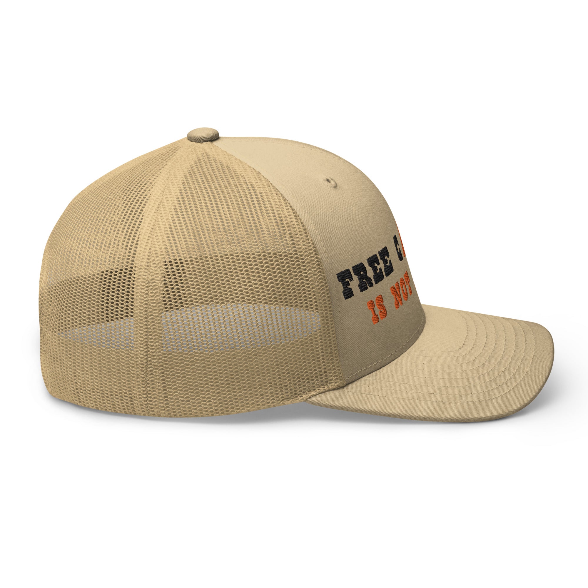 Two-Tone Retro Trucker Cap Free camping is not a crime black/orange