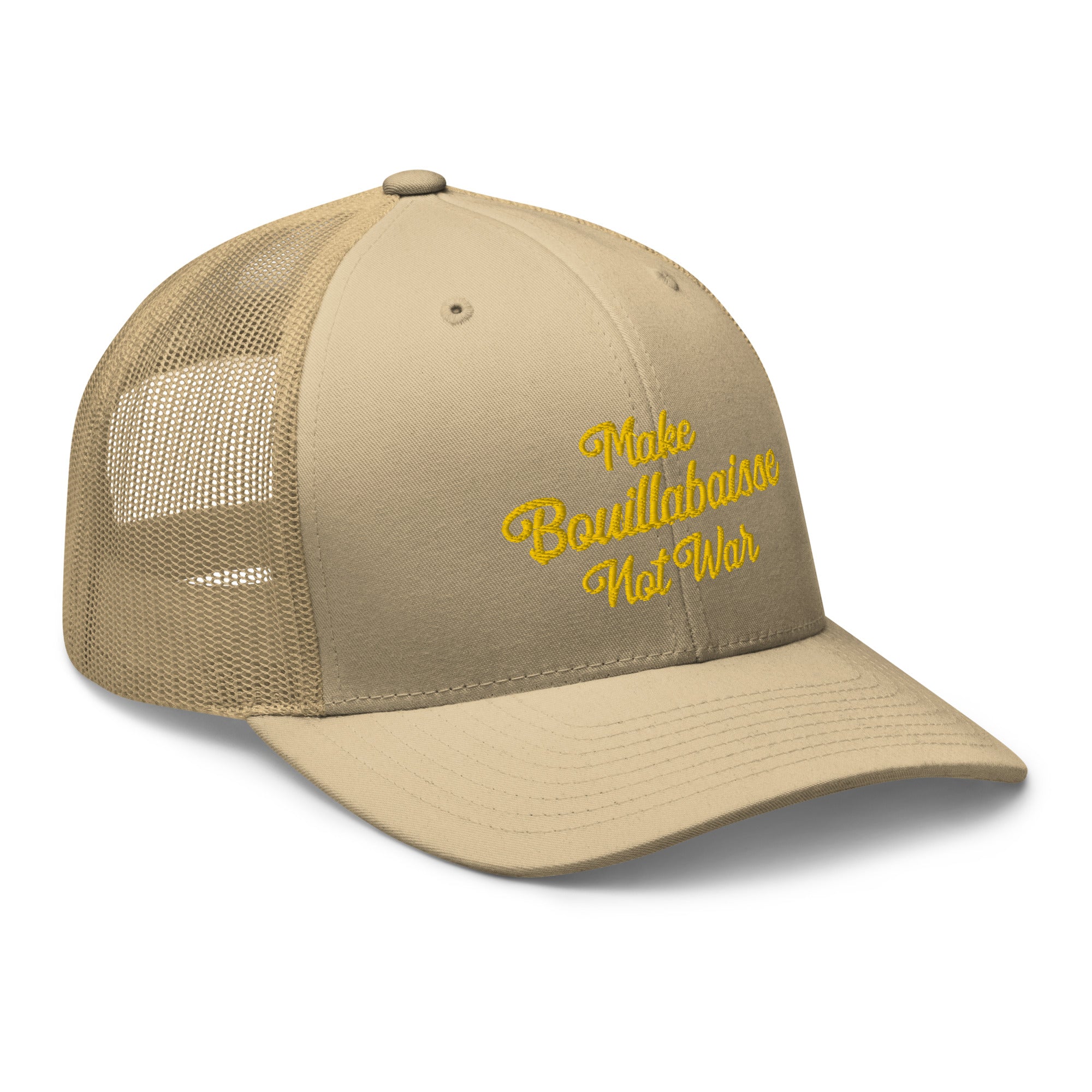 Retro Trucker Cap Make Bouillabaisse Not War