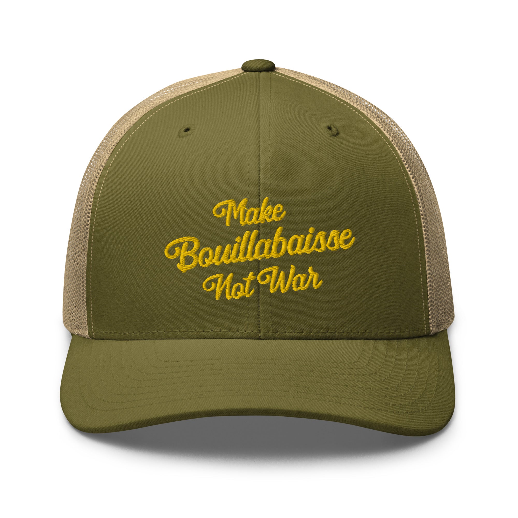 Casquette trucker rétro bicolore Make Bouillabaisse Not War