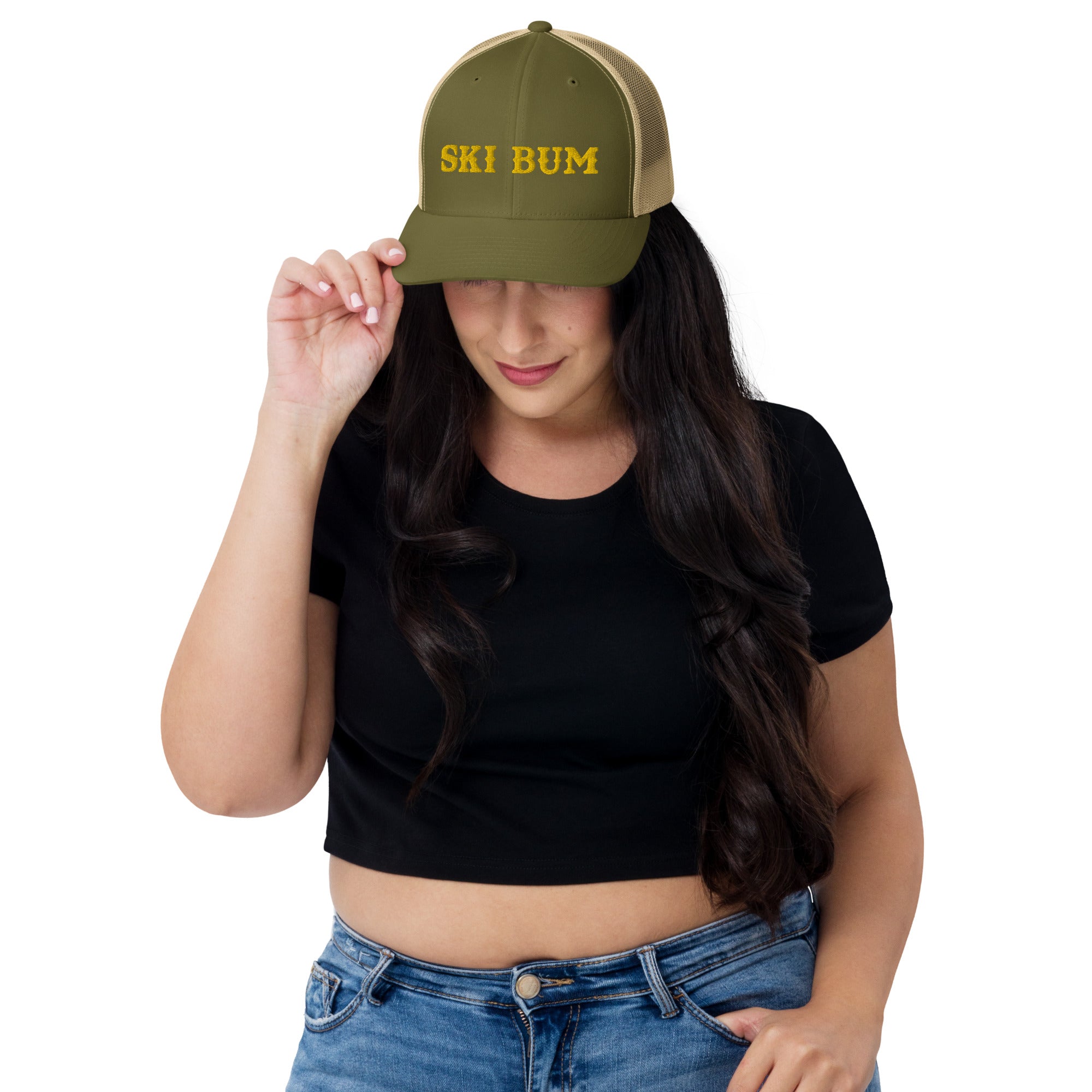 Two-Tone Retro Trucker Cap Ski Bum Gold