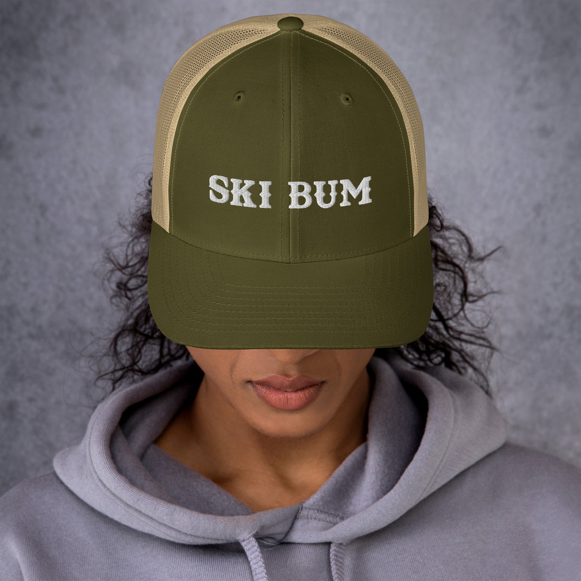 Two-Tone Retro Trucker Cap Ski Bum White