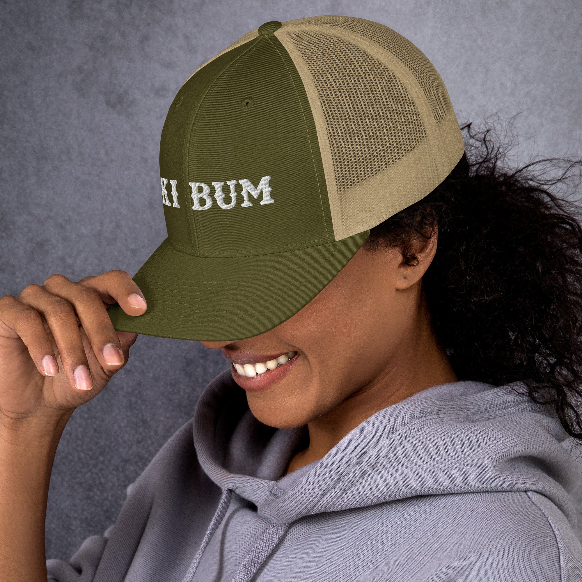 Two-Tone Retro Trucker Cap Ski Bum White