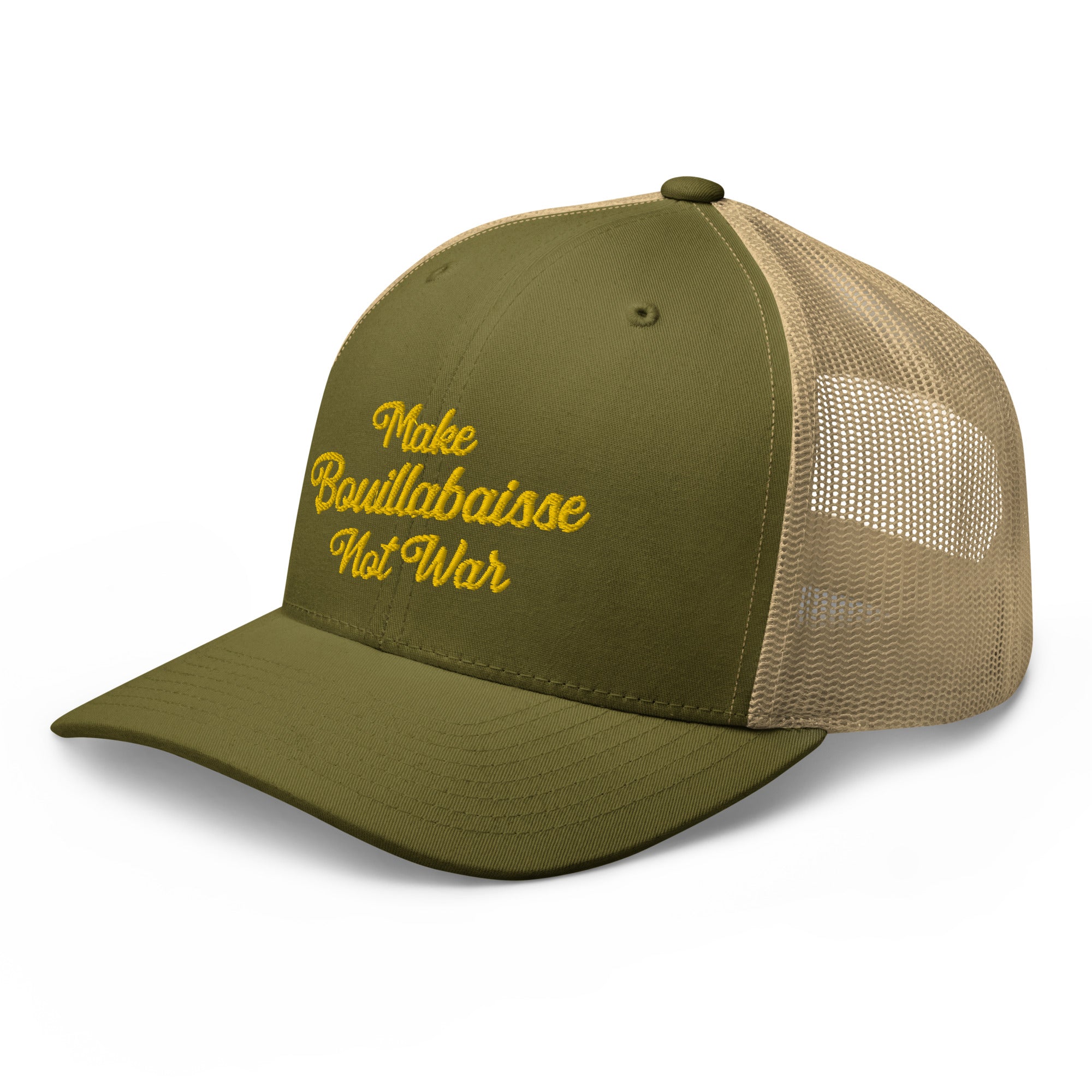 Casquette trucker rétro bicolore Make Bouillabaisse Not War