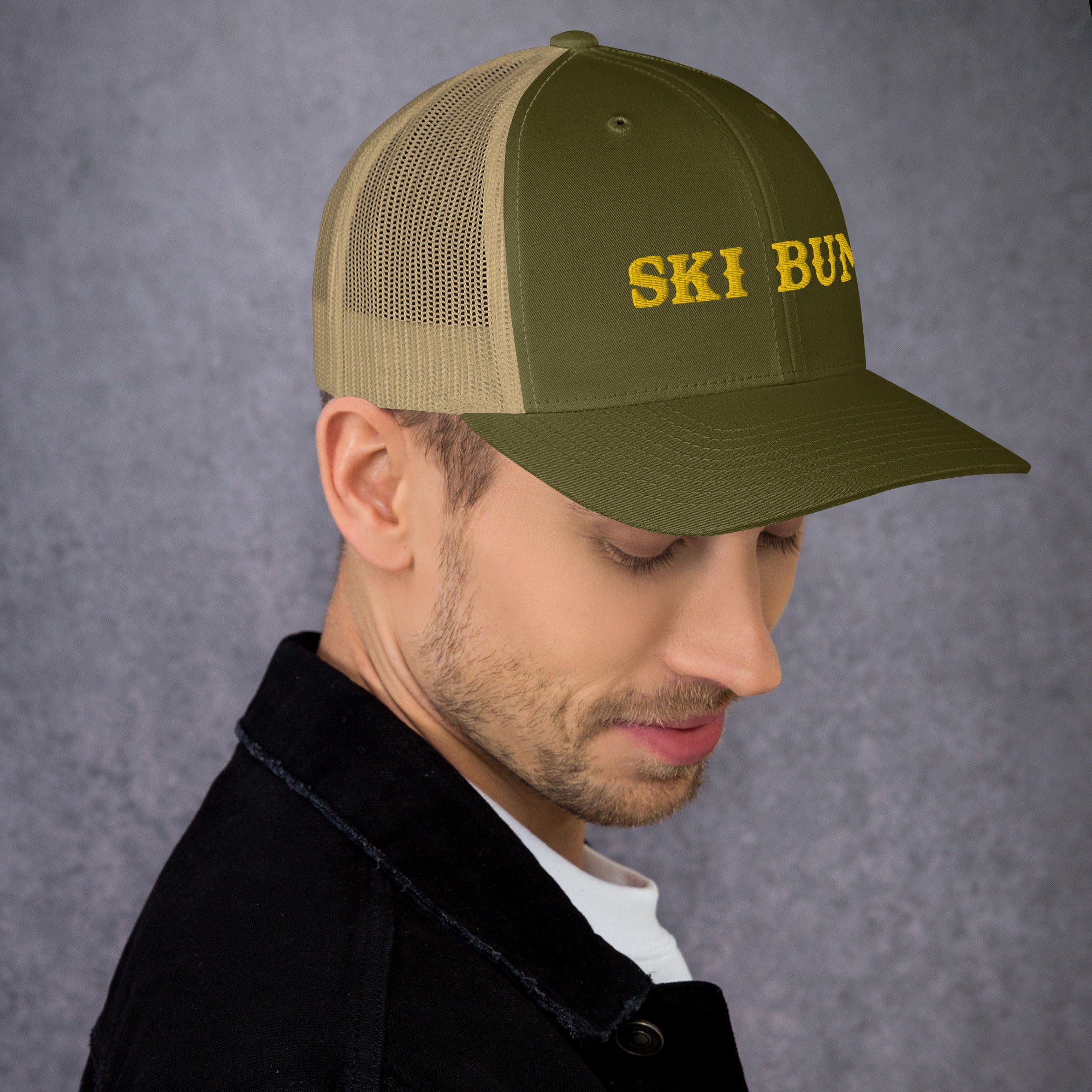 Two-Tone Retro Trucker Cap Ski Bum Gold