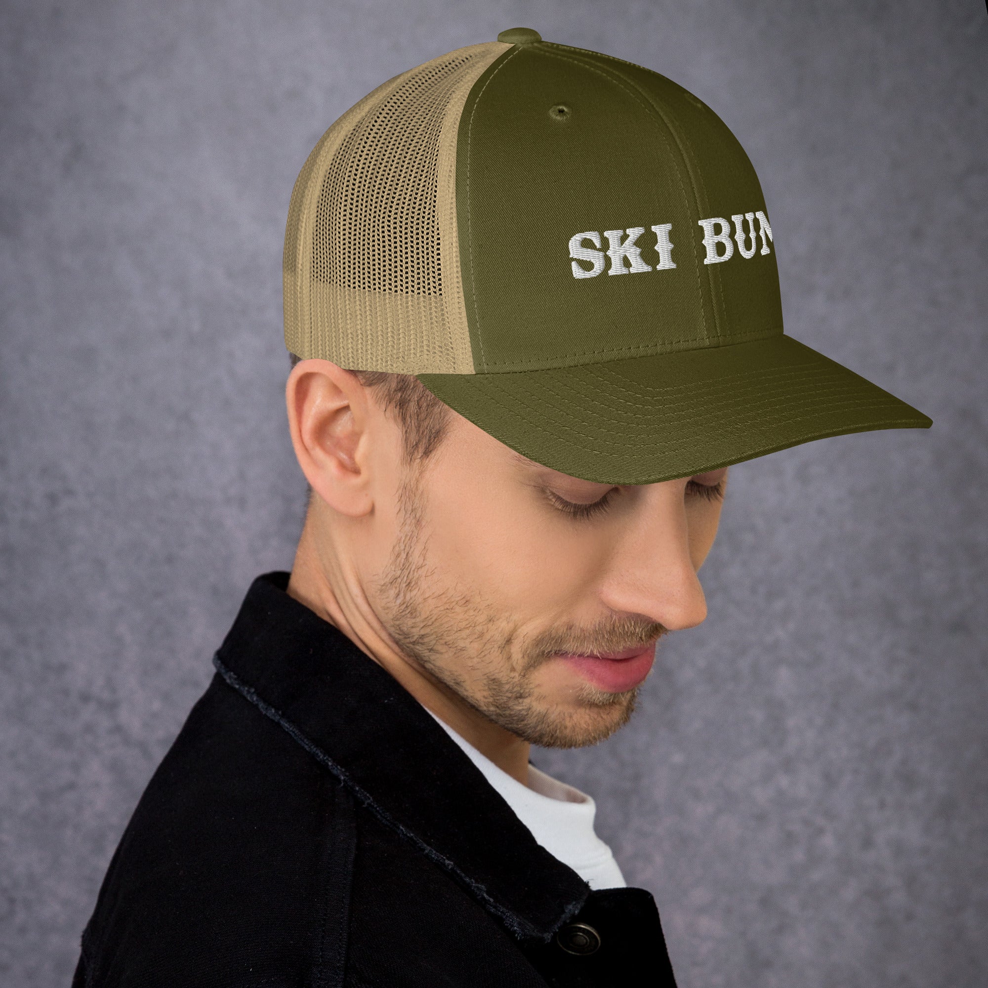 Casquette trucker rétro bicolore Ski Bum White