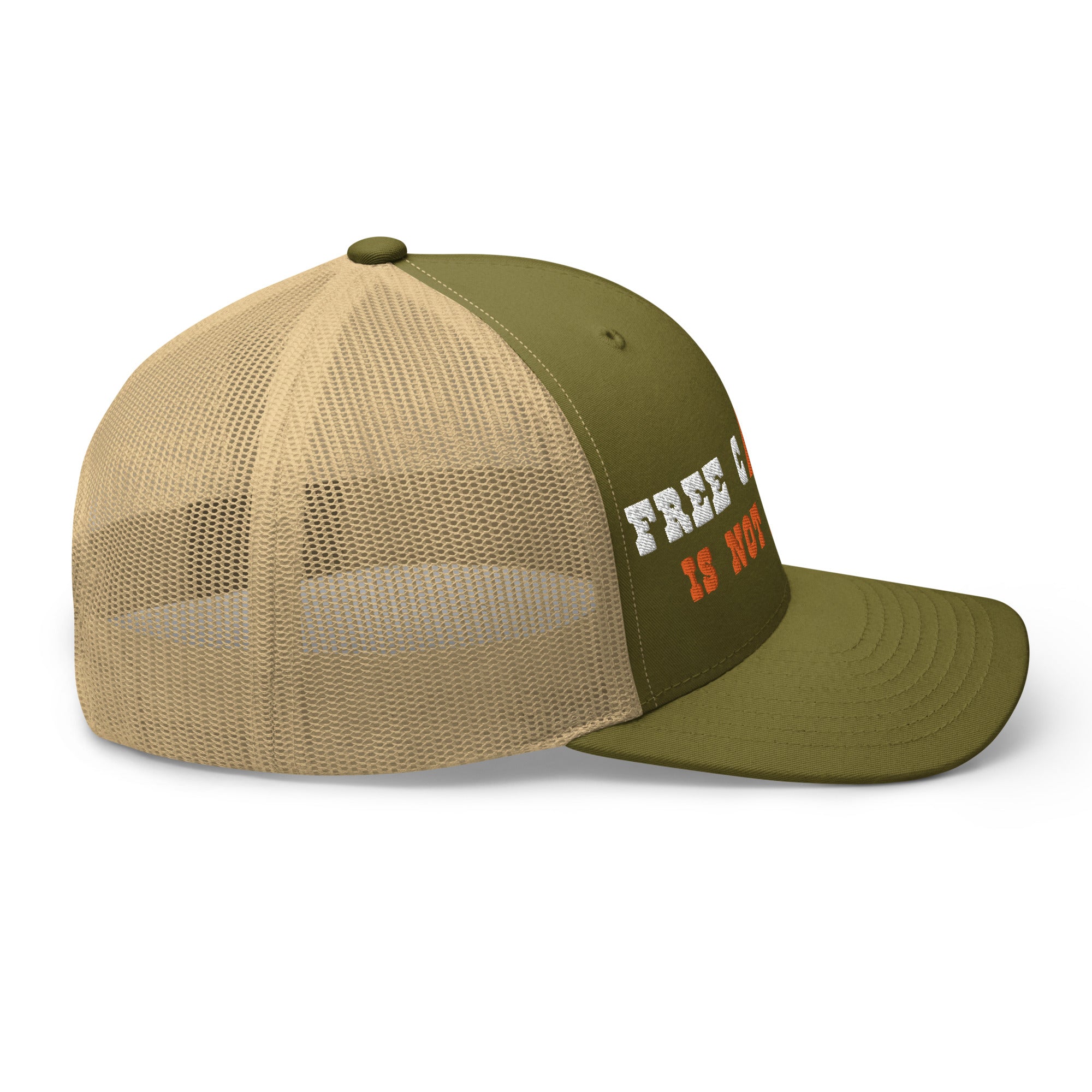 Two-Tone Retro Trucker Cap Free camping is not a crime white/orange