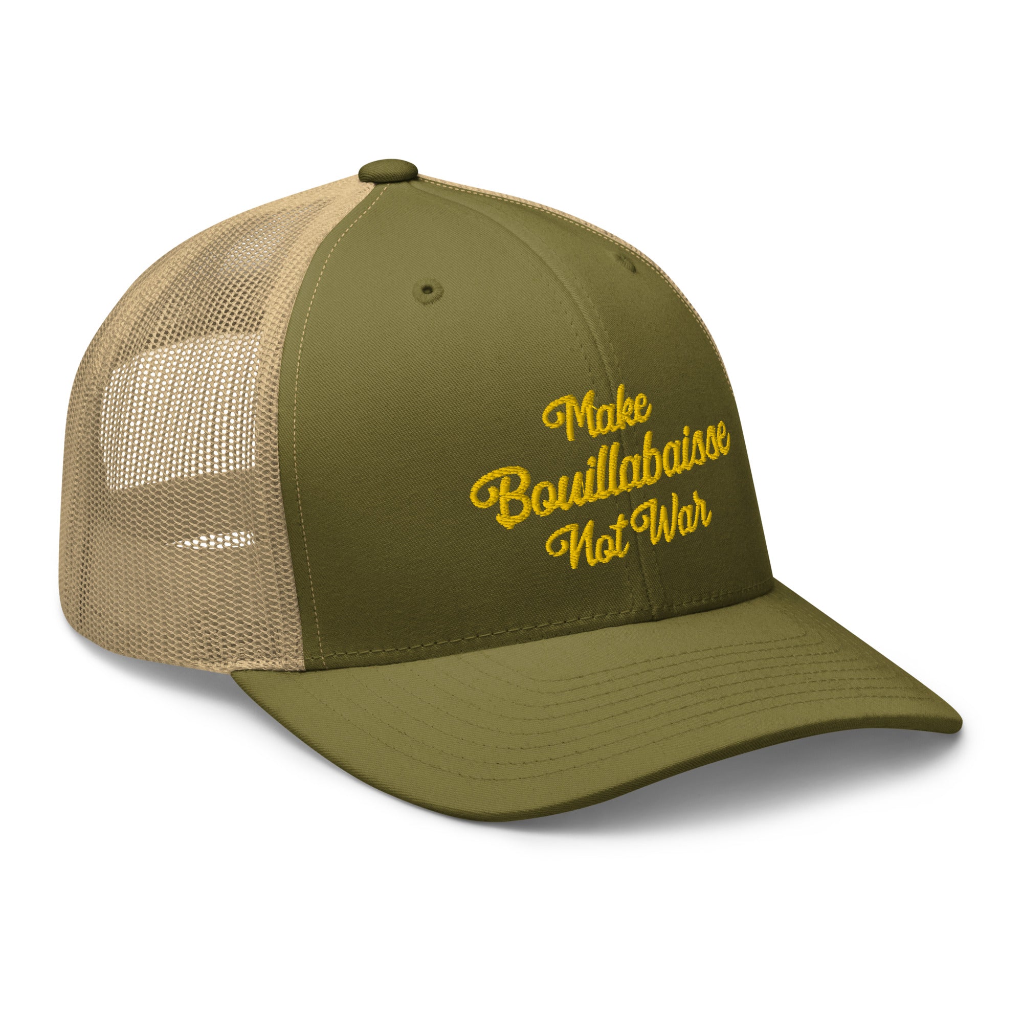 Casquette trucker rétro bicolore Make Bouillabaisse Not War