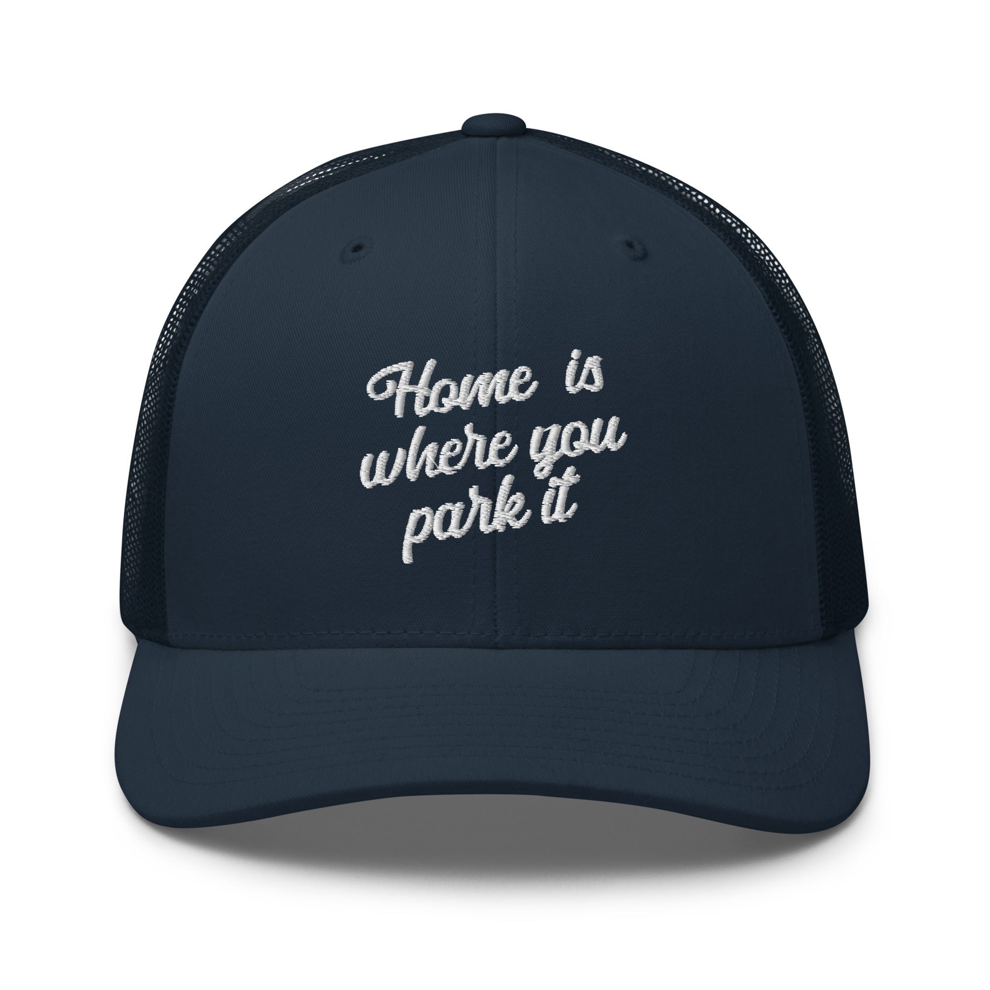 Retro Trucker Cap Home is where you park it white