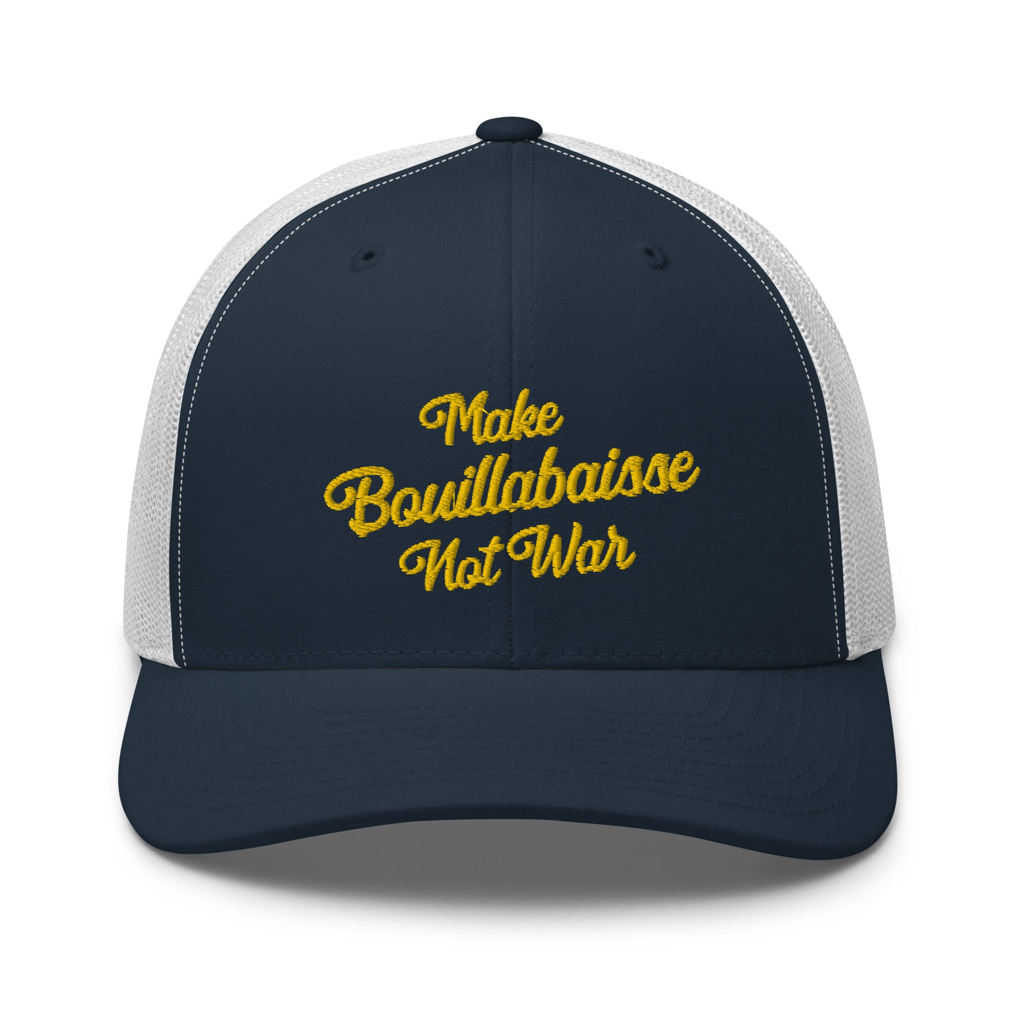 Casquette trucker rétro bicolore Make Bouillabaisse Not War