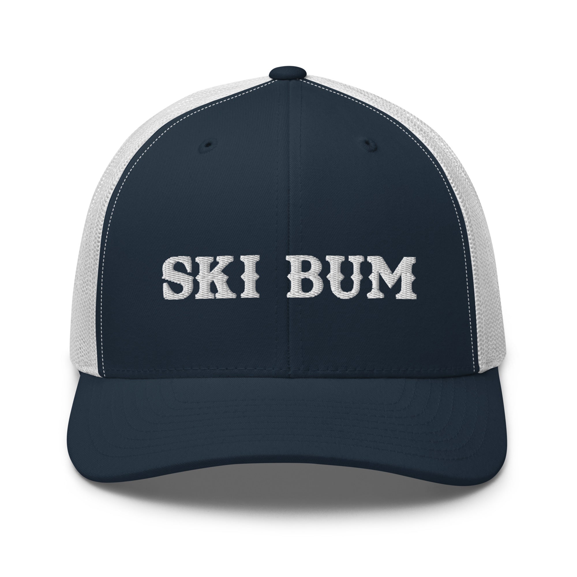 Two-Tone Retro Trucker Cap Ski Bum White