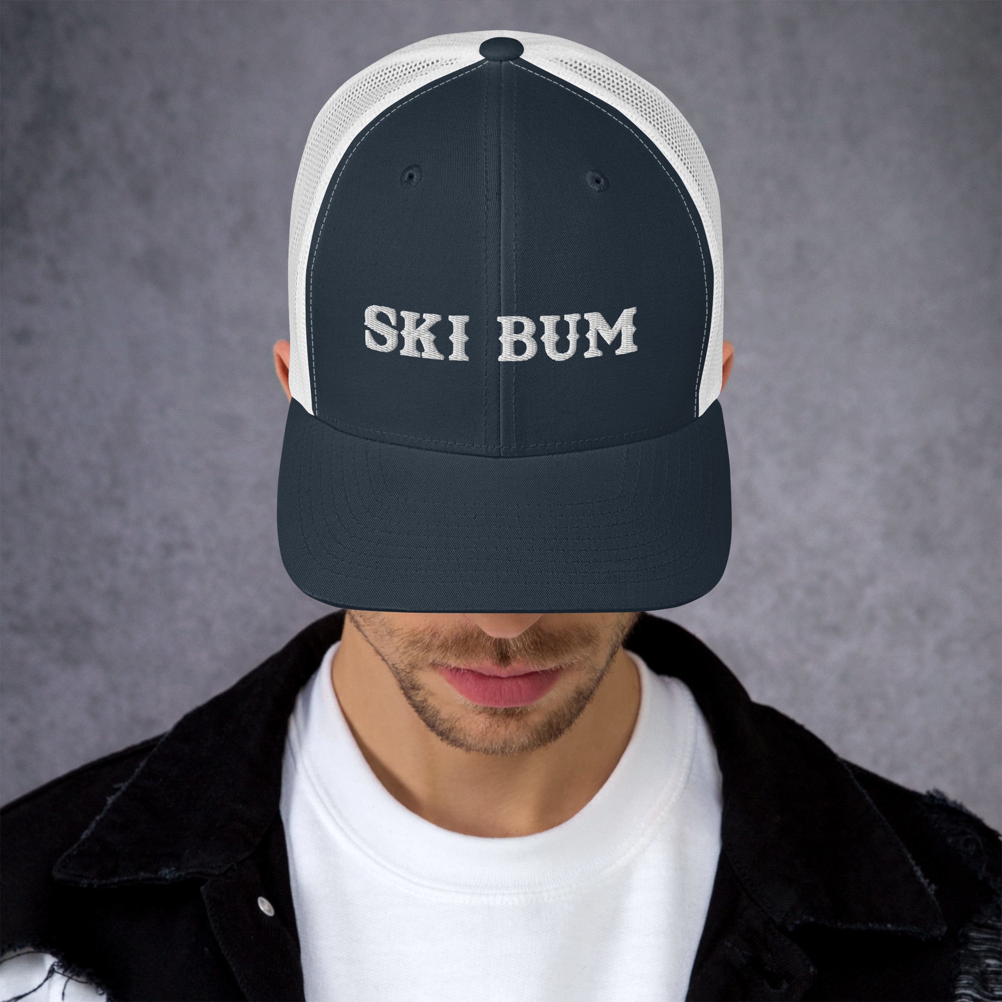 Casquette trucker rétro bicolore Ski Bum White