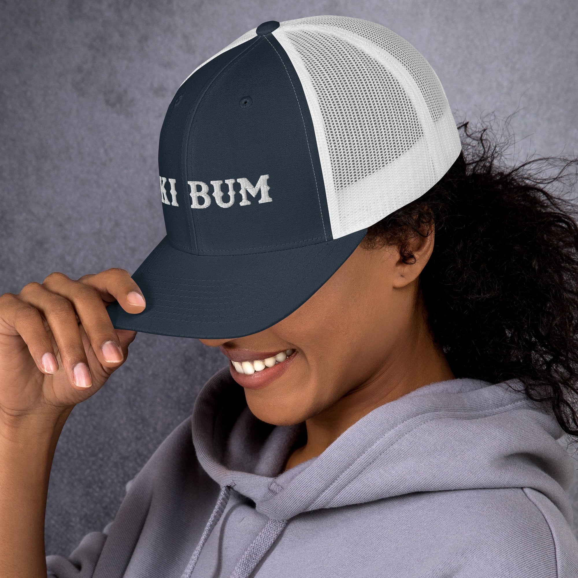 Two-Tone Retro Trucker Cap Ski Bum White