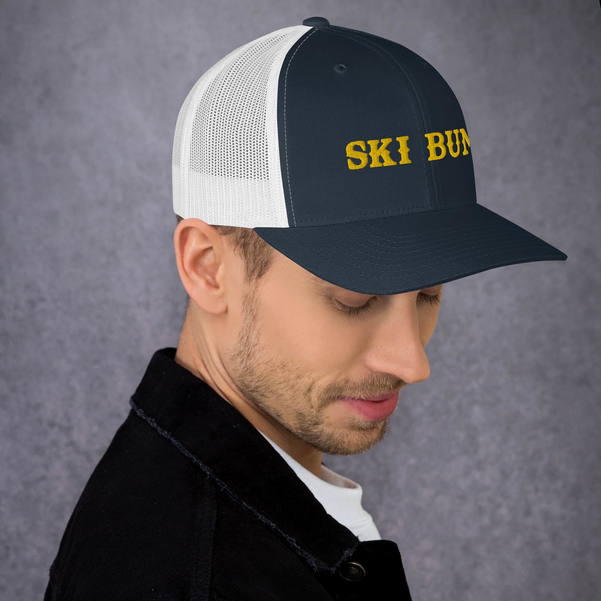 Two-Tone Retro Trucker Cap Ski Bum Gold