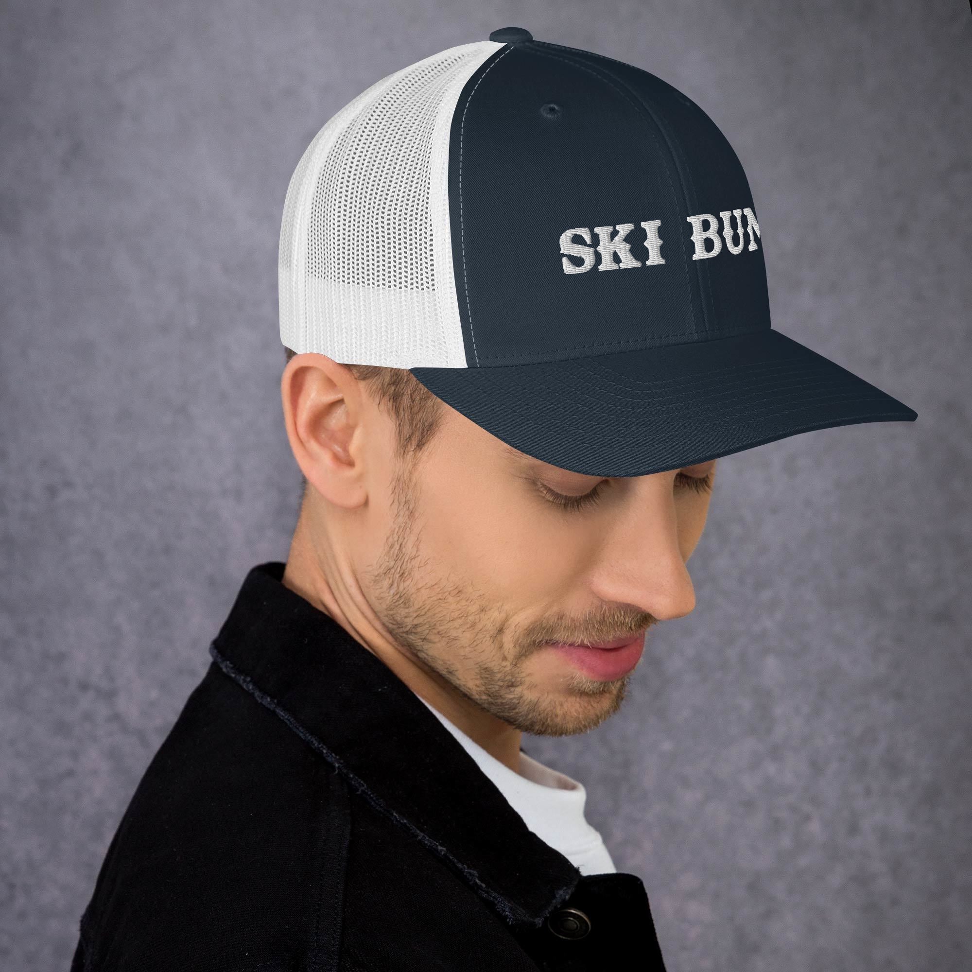 Two-Tone Retro Trucker Cap Ski Bum White