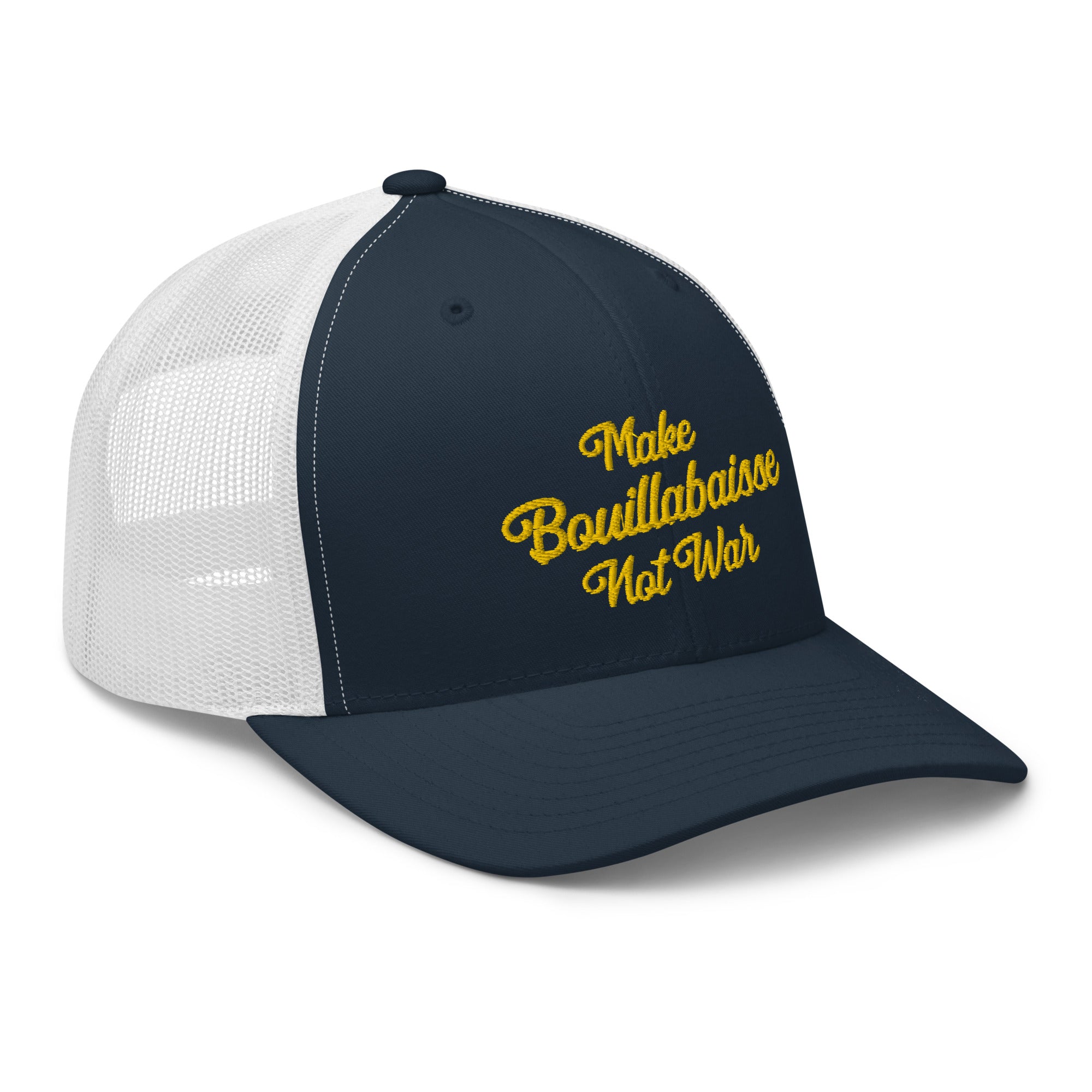 Casquette trucker rétro bicolore Make Bouillabaisse Not War