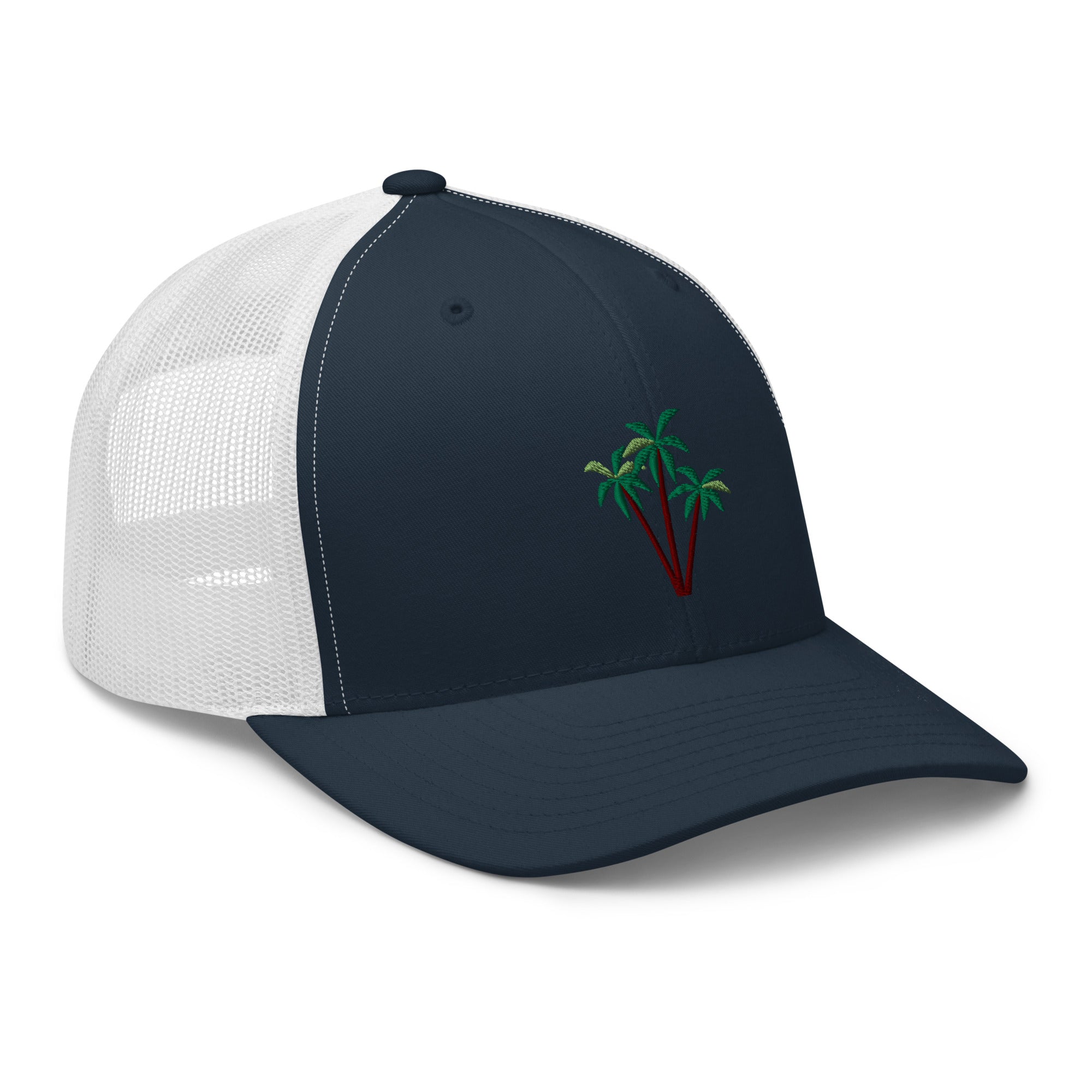 Two-Tone Retro Trucker Cap Three Palm Trees