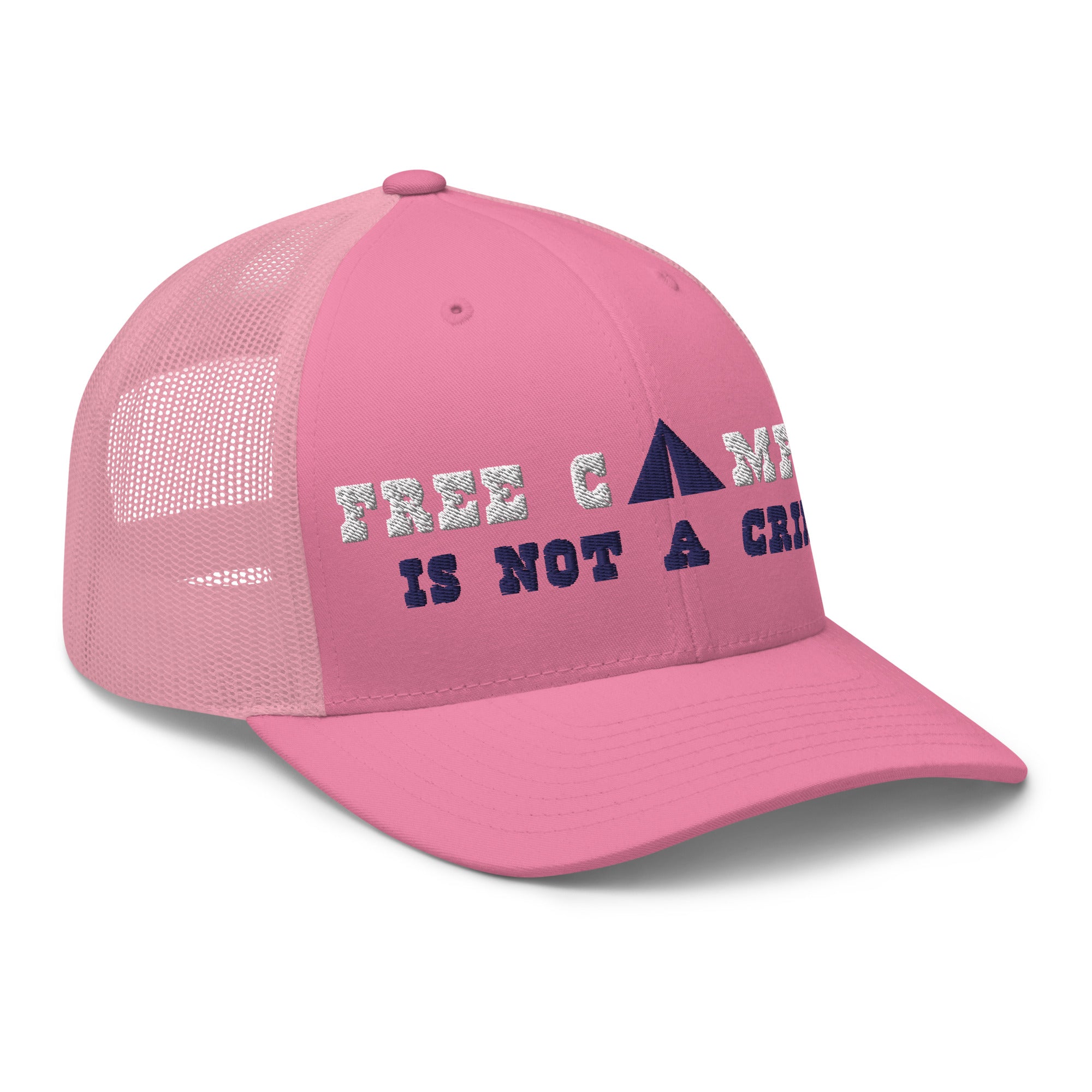 Casquette trucker rétro Free camping is not a crime white/navy