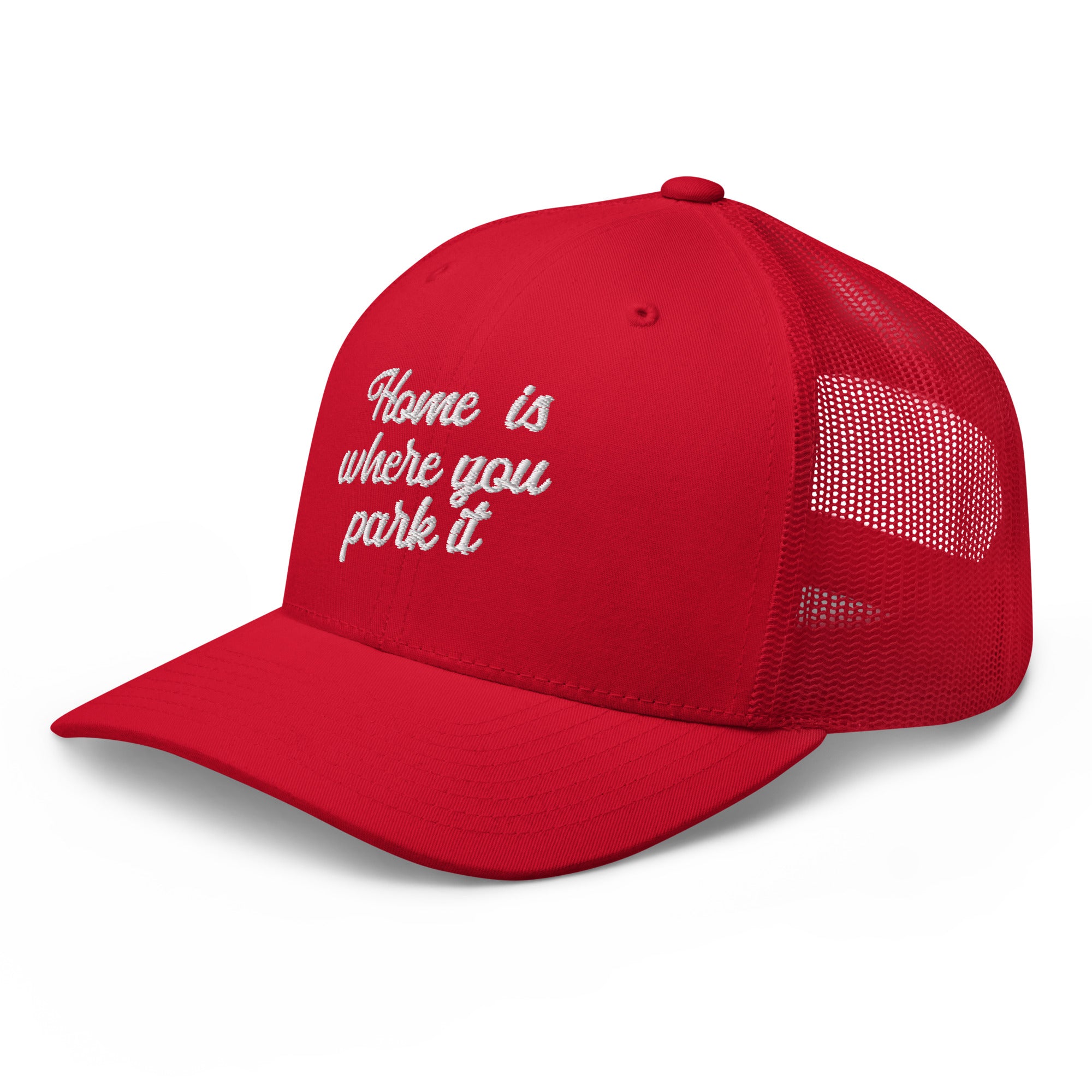 Retro Trucker Cap Home is where you park it white