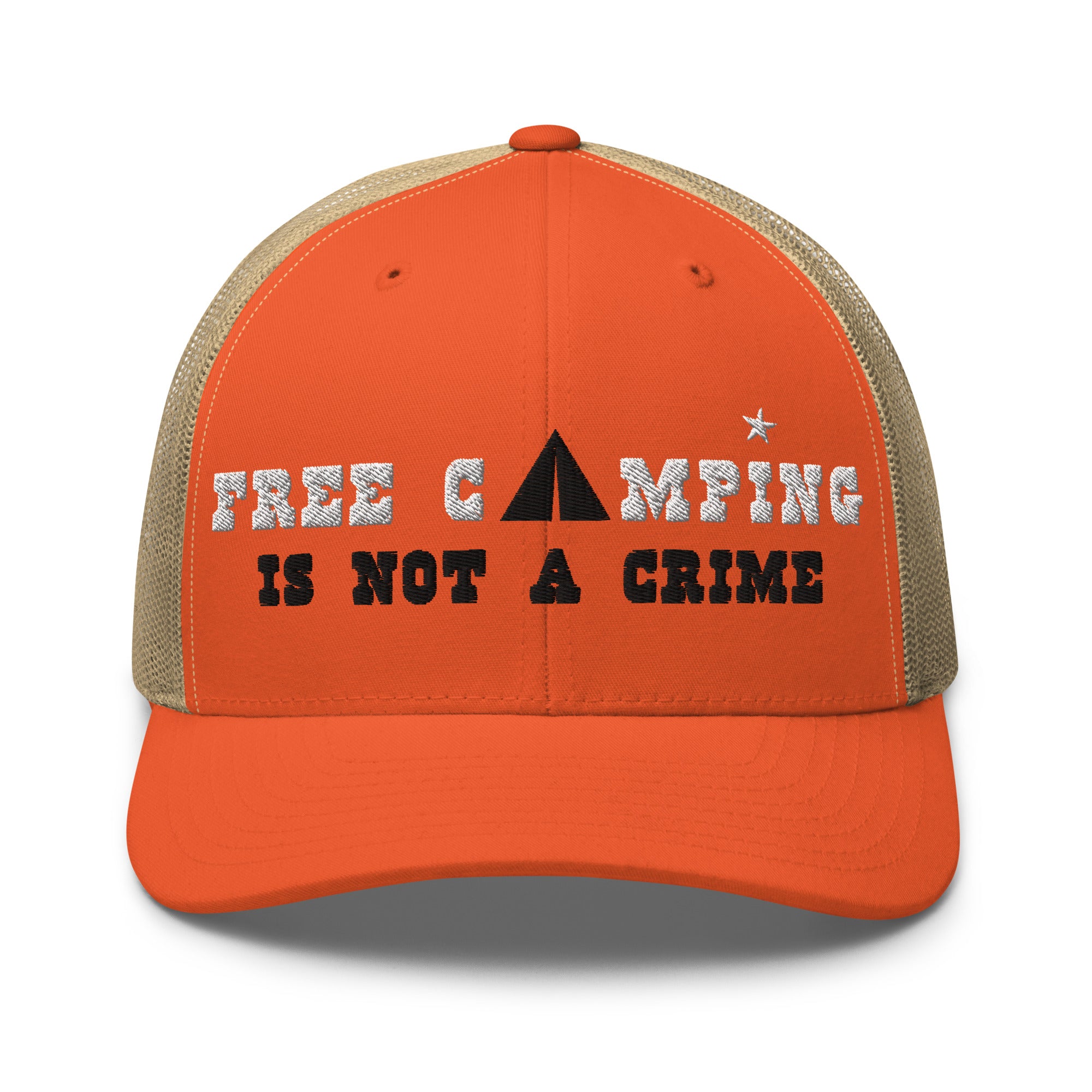 Casquette trucker rétro bicolore Free camping is not a crime white/black