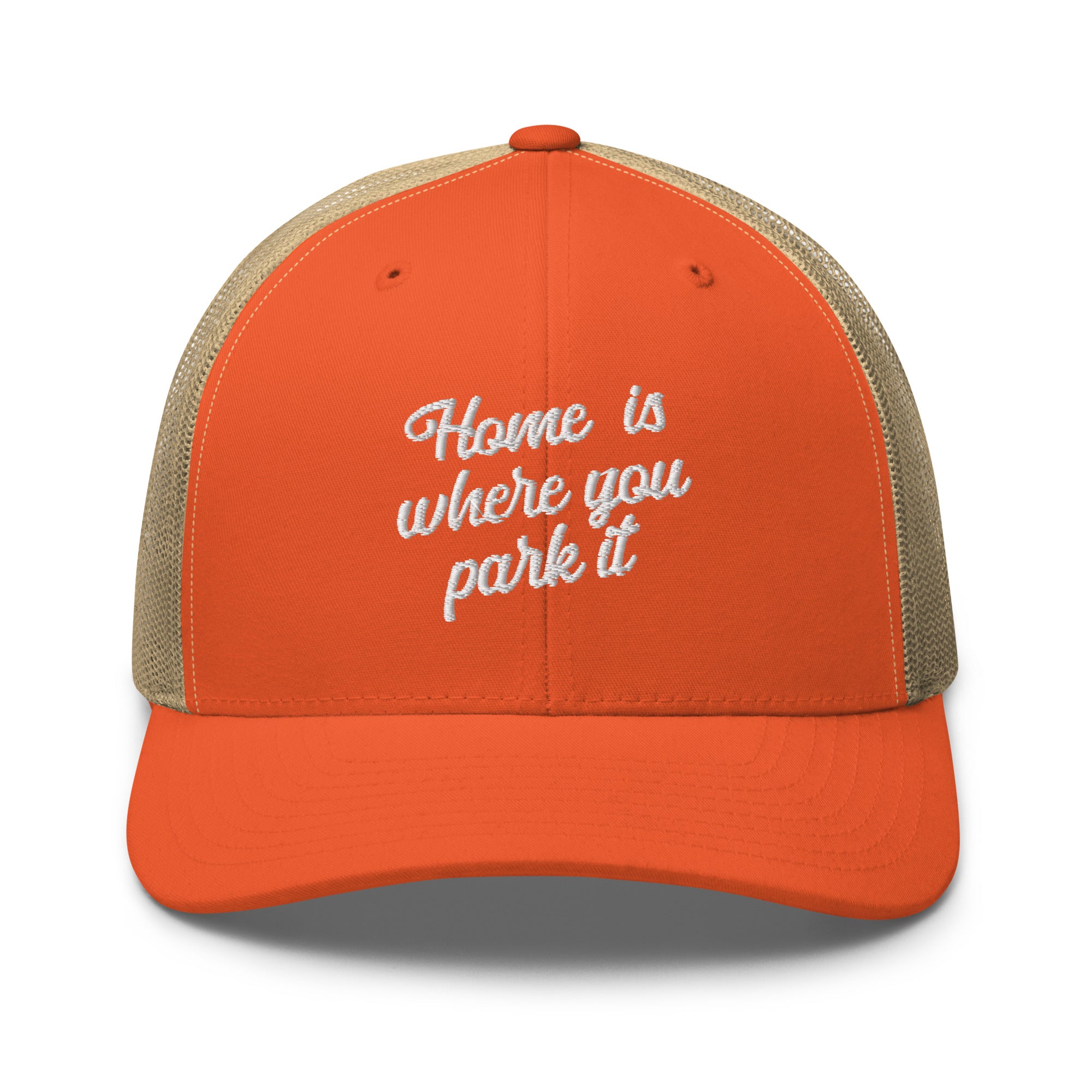 Two-Tone Retro Trucker Cap Home is where you park it white