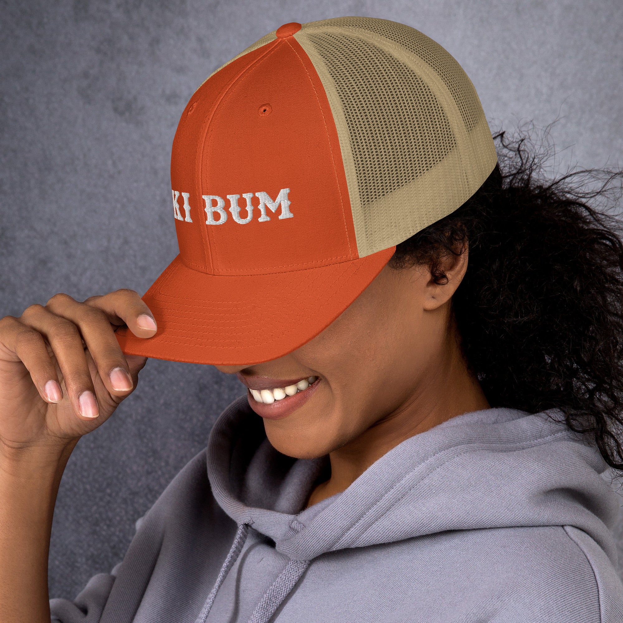 Two-Tone Retro Trucker Cap Ski Bum White