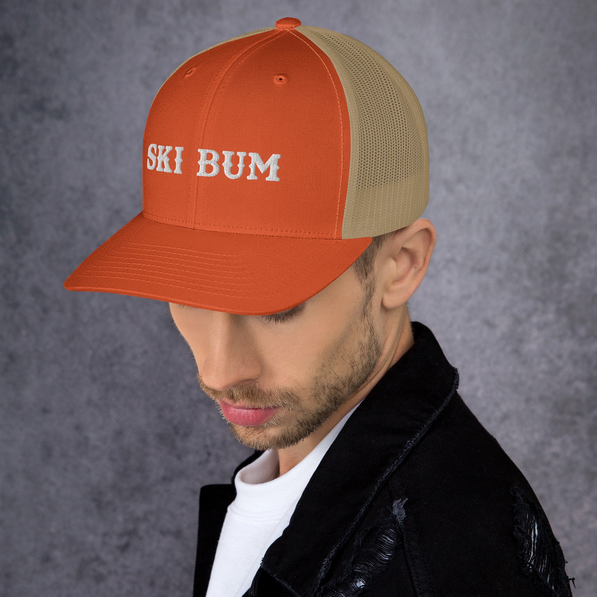 Two-Tone Retro Trucker Cap Ski Bum White