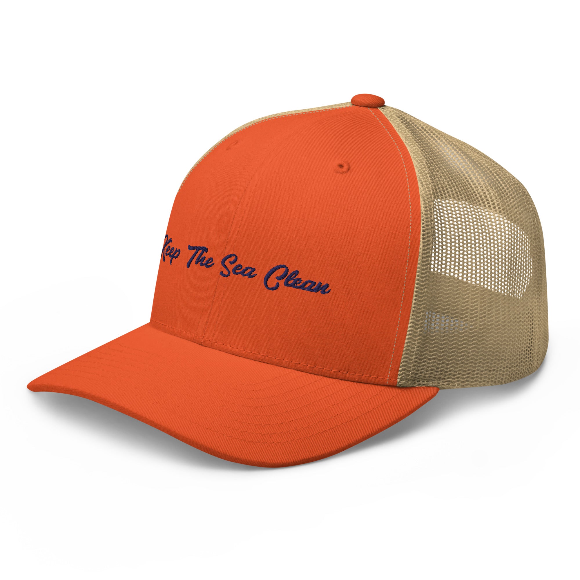 Two-Tone Retro Trucker Cap Keep The Sea Clean Navy