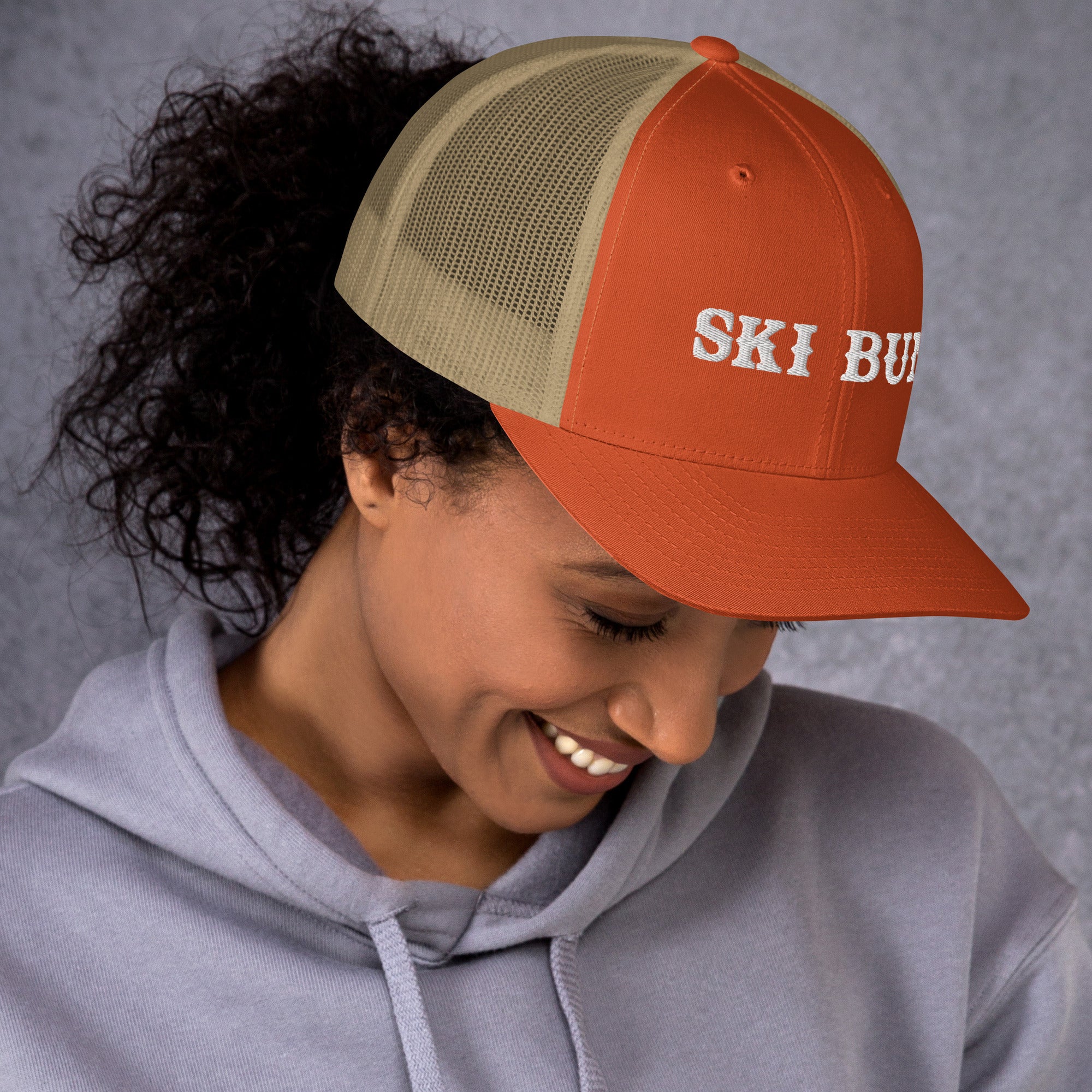 Two-Tone Retro Trucker Cap Ski Bum White