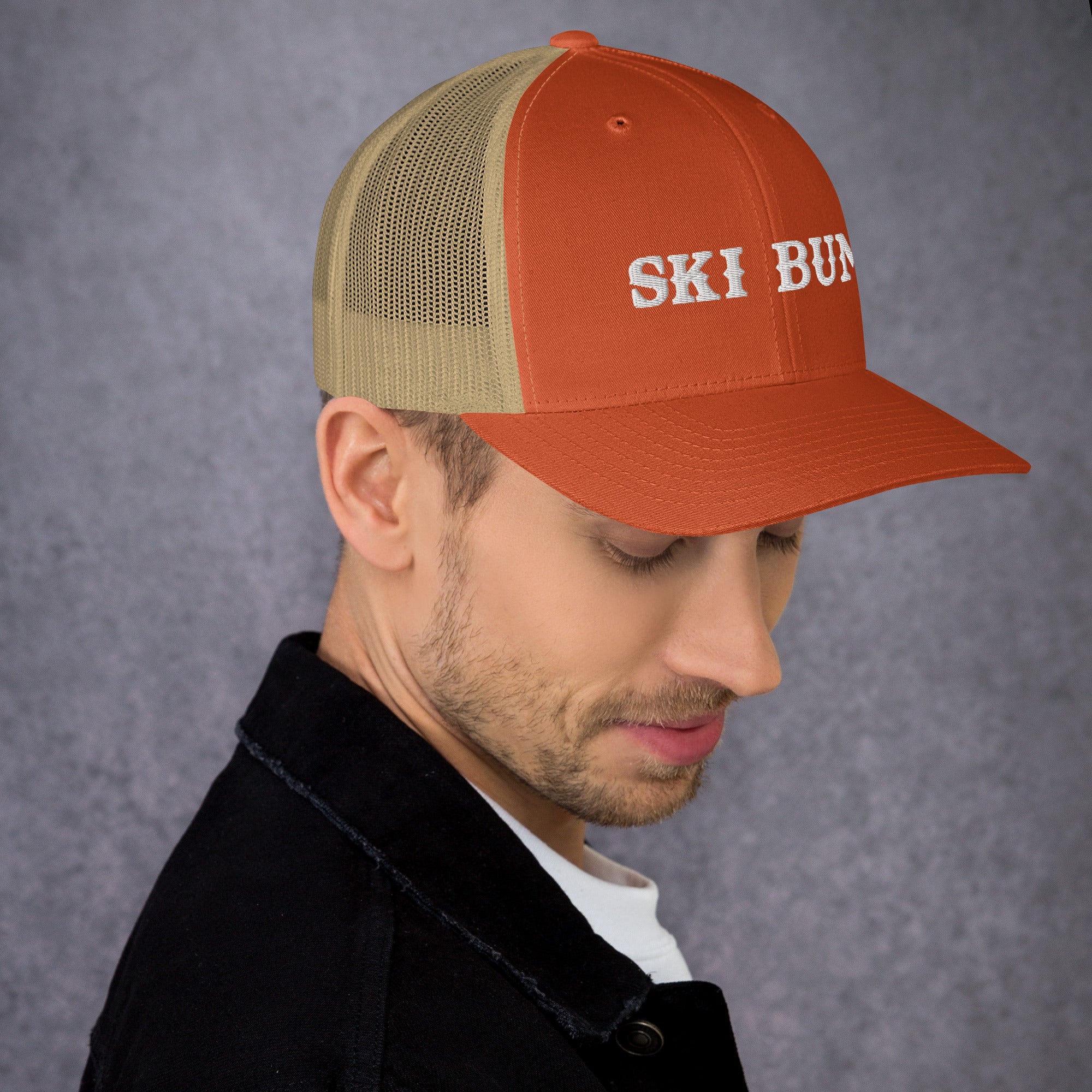 Two-Tone Retro Trucker Cap Ski Bum White