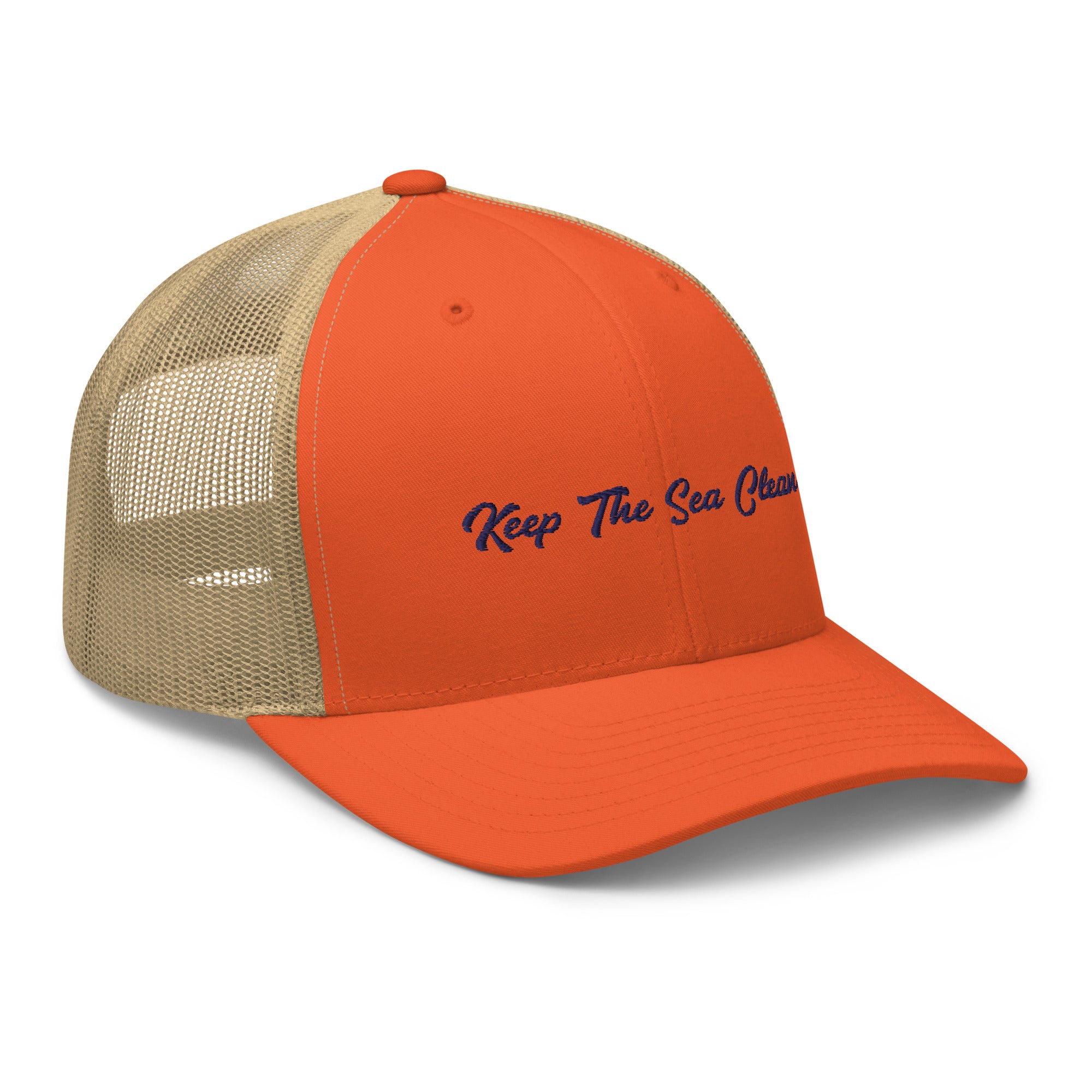 Two-Tone Retro Trucker Cap Keep The Sea Clean Navy