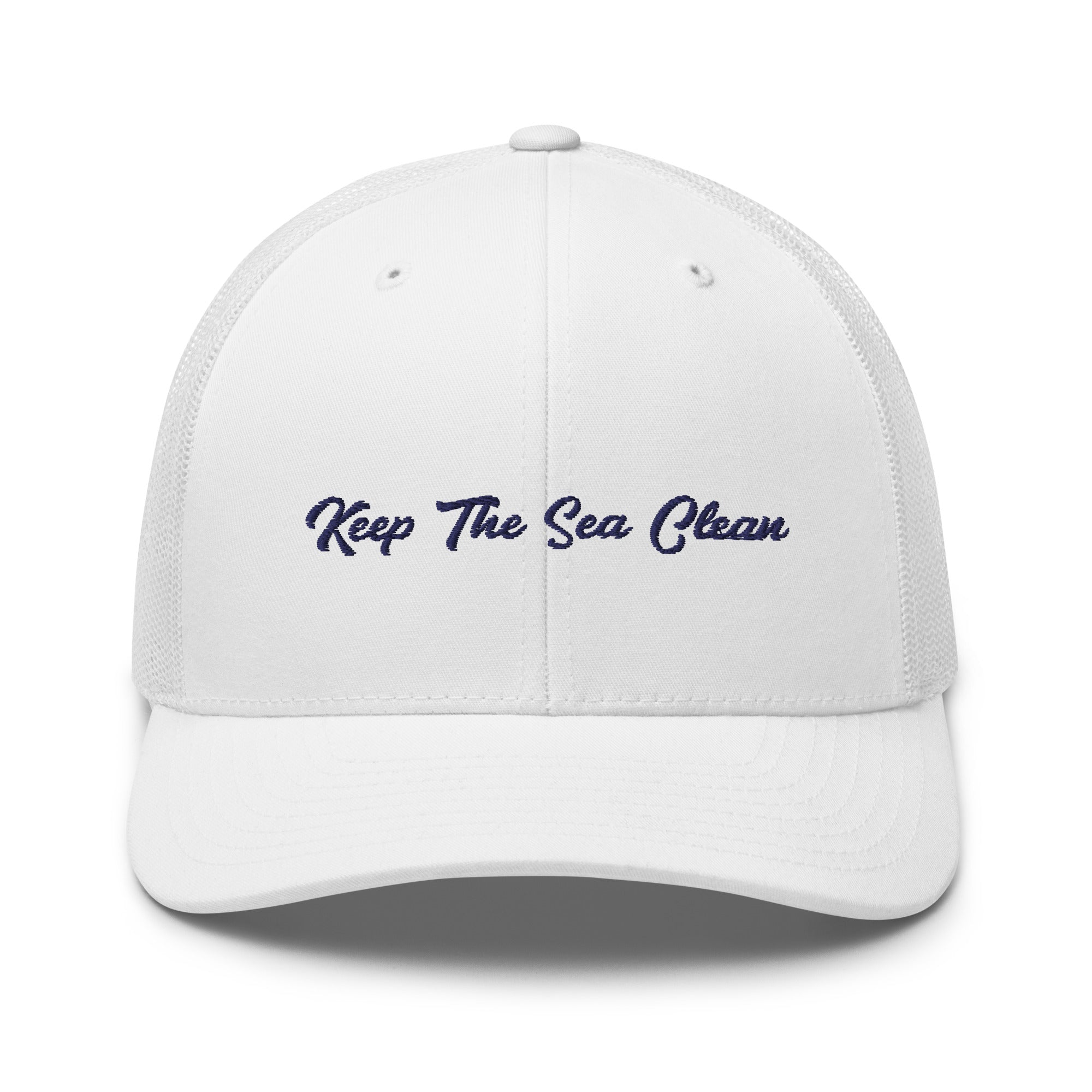 Two-Tone Retro Trucker Cap Keep The Sea Clean Navy