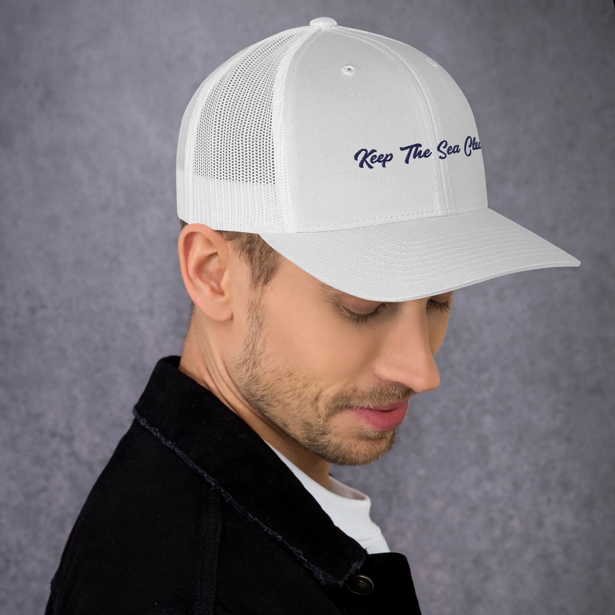 Retro Trucker Cap Keep The Sea Clean Navy