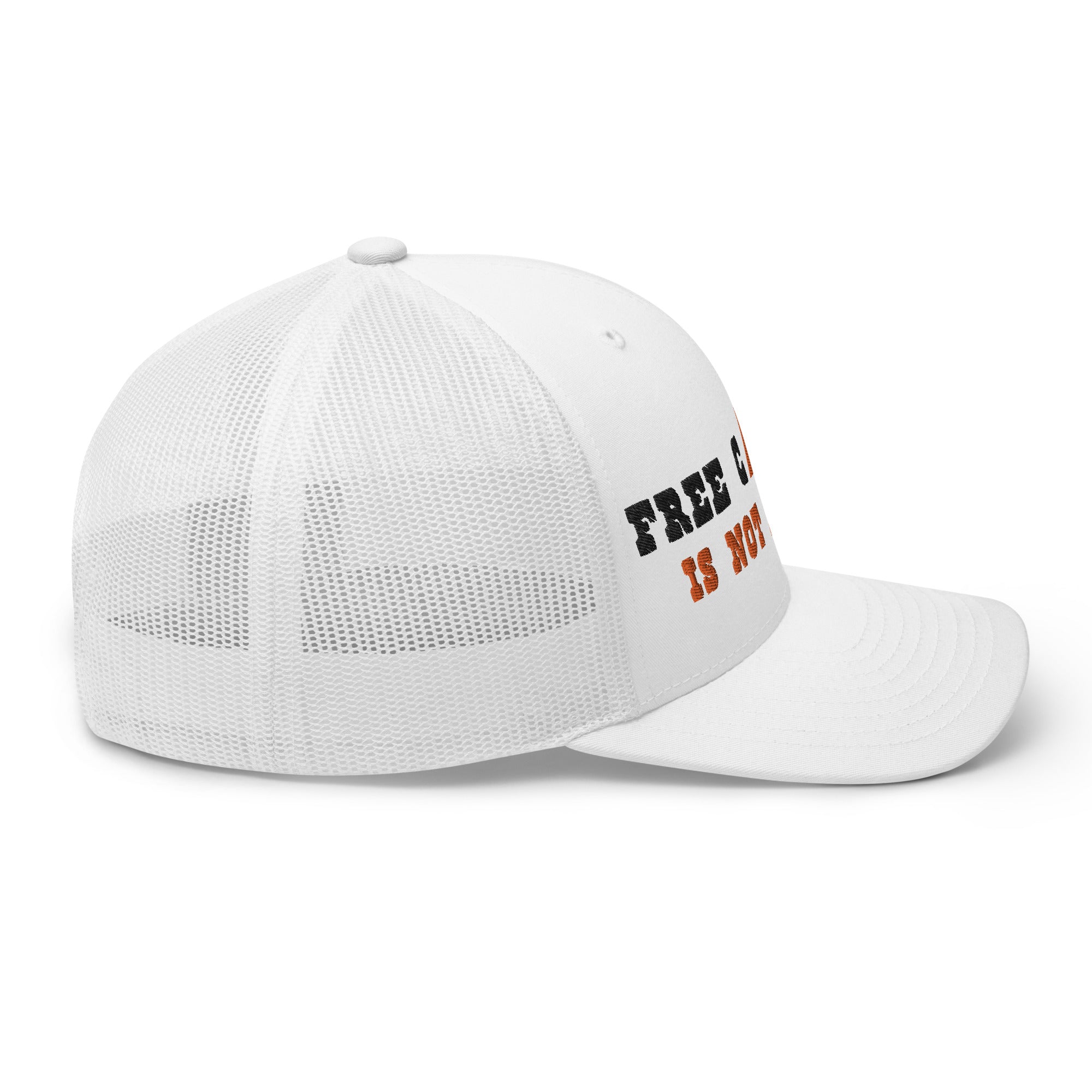 Two-Tone Retro Trucker Cap Free camping is not a crime black/orange