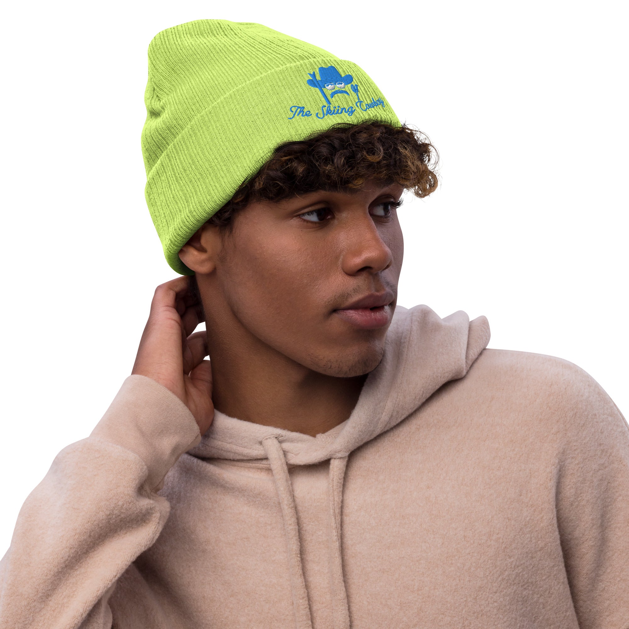 Eco ribbed knit beanie The Skiing Cowboy Blue