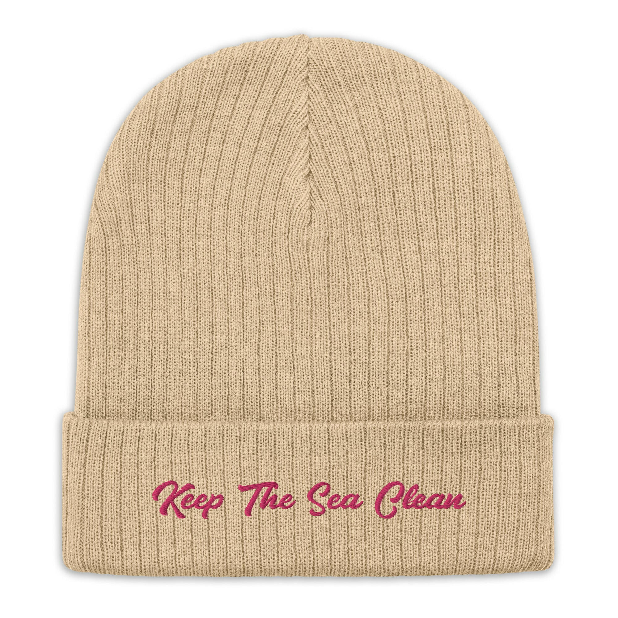 Eco ribbed knit beanie Keep The Sea Clean Flamingo